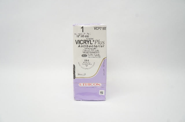 Ethicon VCP718T 1 VICRYL Plus, OS-8 40mm 1/2c, 18inch (x) - Box of 24