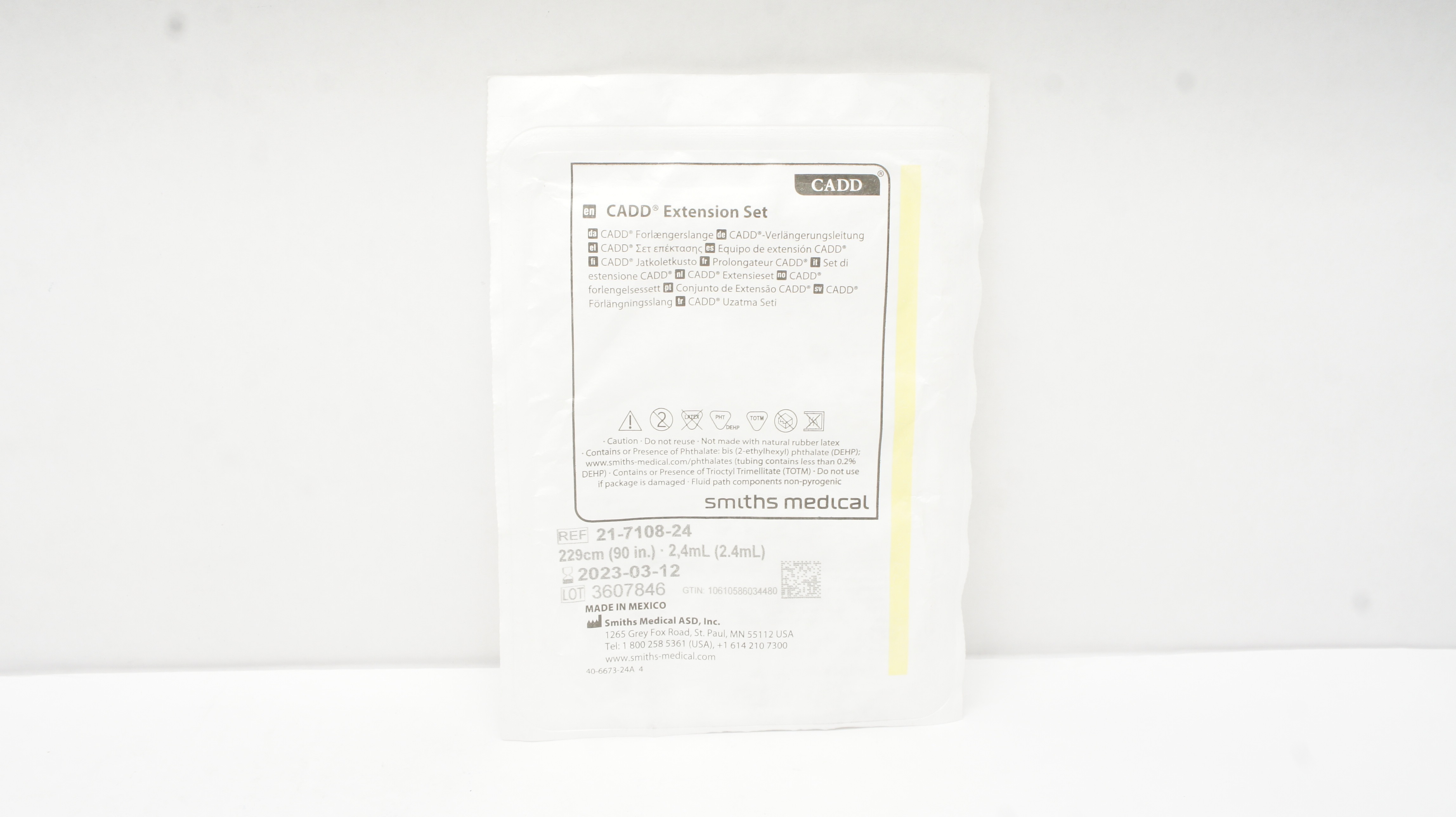 Smiths Medical 21-7108-24 CADD Extension Set 2.4ml 90inch (x)