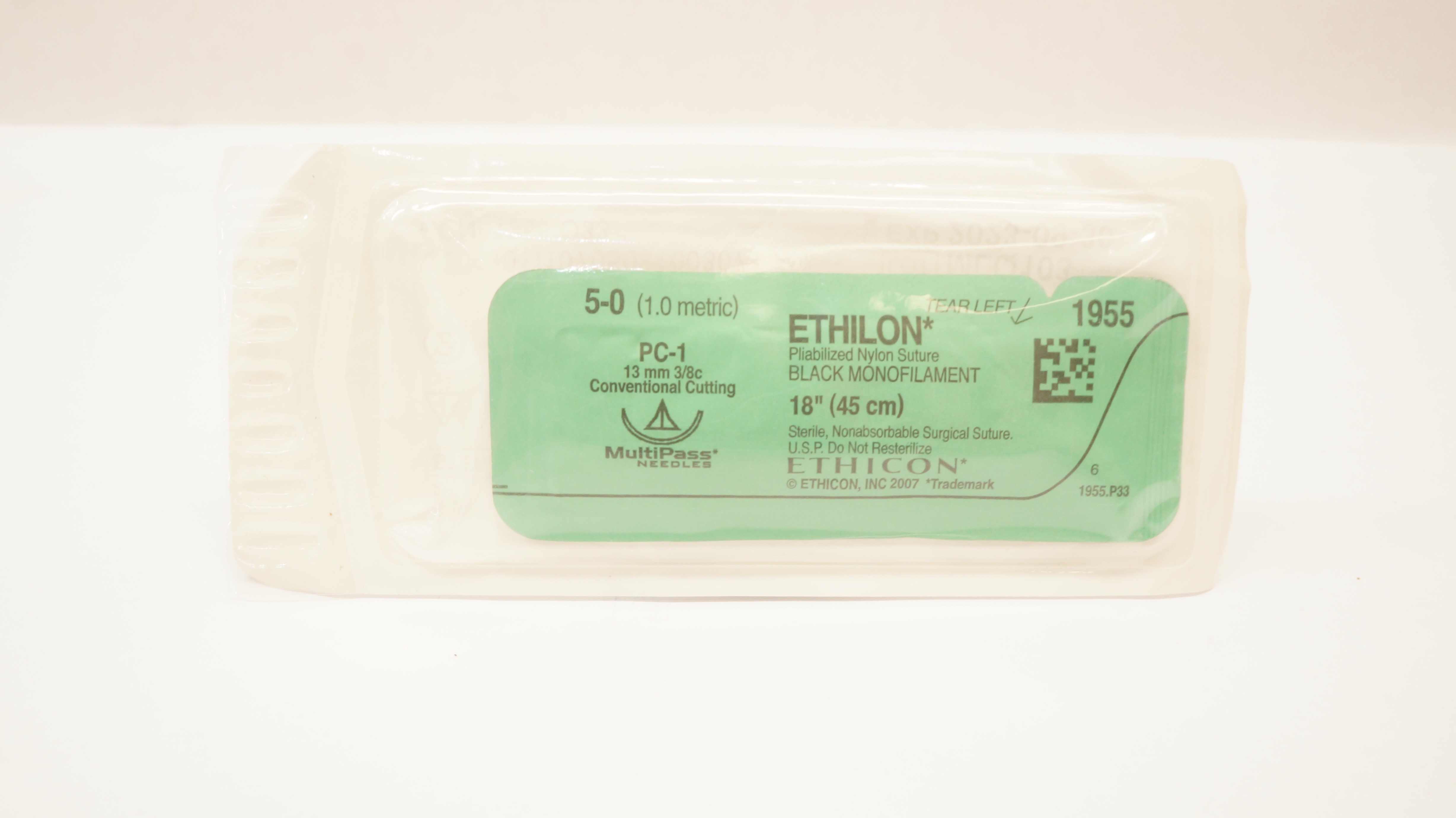 Ethicon 1955 5-0 ETHILON Nylon Stre PC-1 13mm 3/8c Conventional Cutting18inch(x)