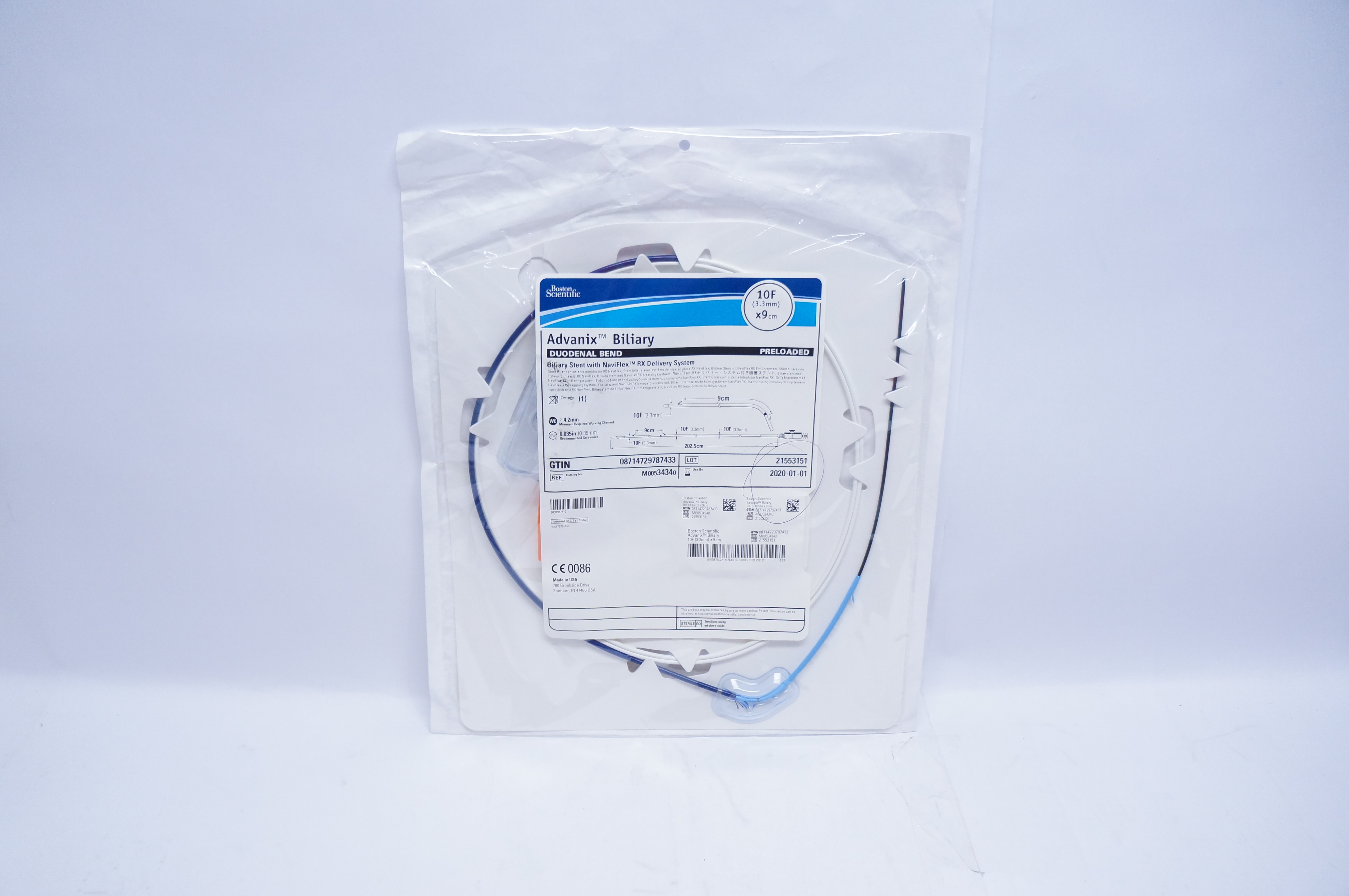 Boston Scientific M00534340 Advanix Biliary Duodenal Bend Stnt 10F x 9cm (x)