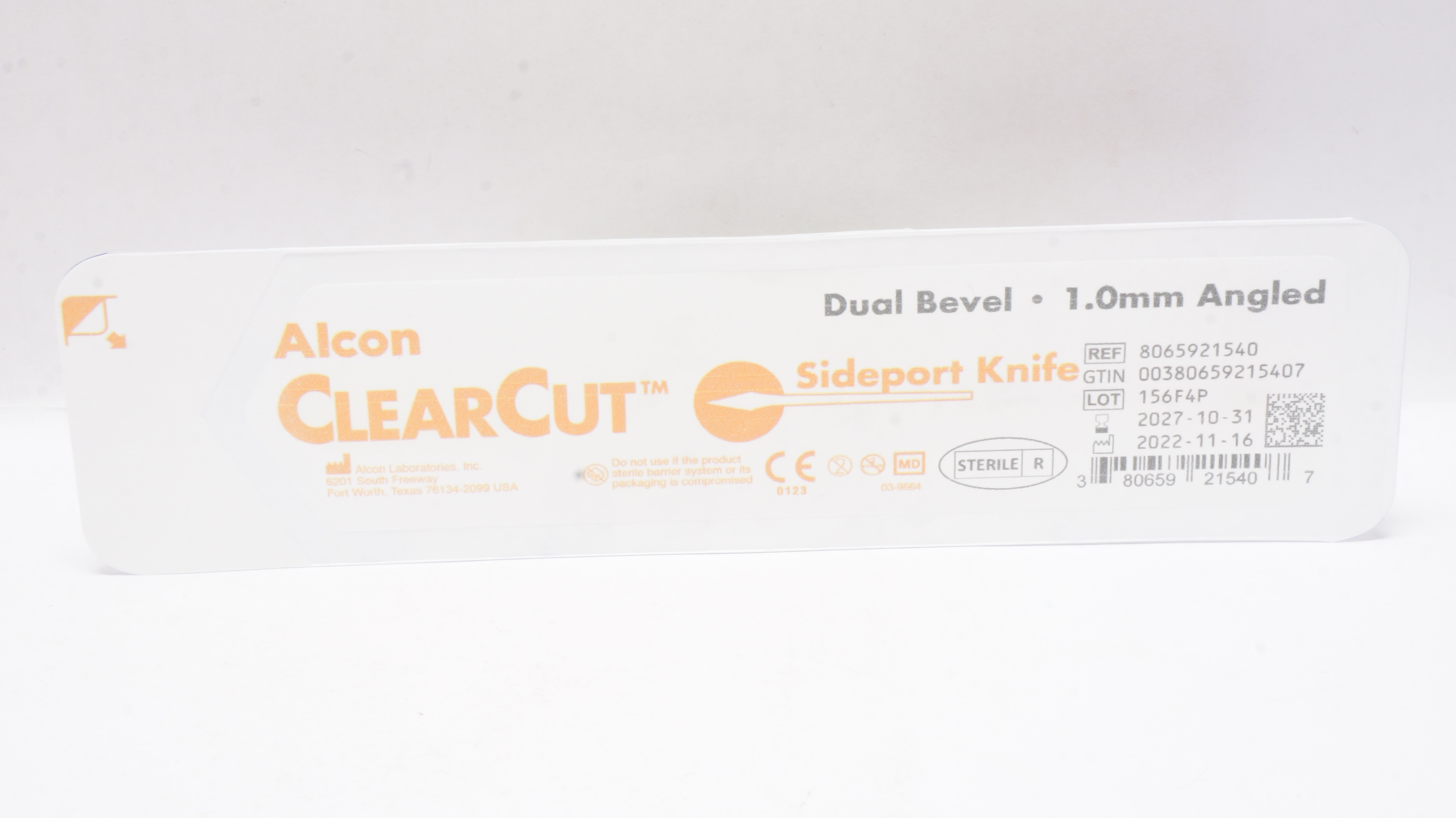 Alcon 8065921540 ClearCut Sideport Knife, Dual Bevel 1.0mm Angled