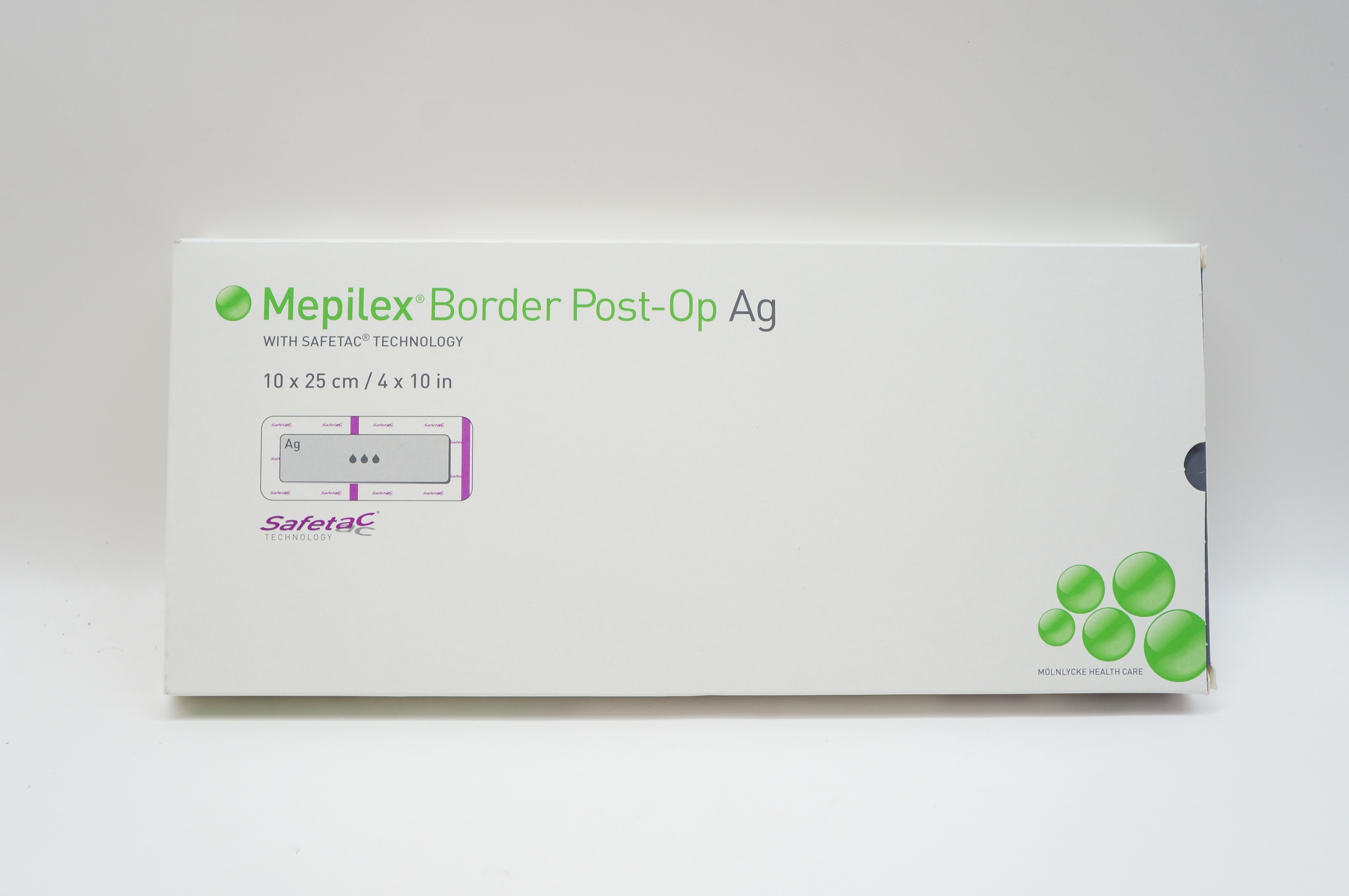 Molnlycke Health Care 498450 Mepilex Border Post-On Ag 4 x 10inch - Box of 5