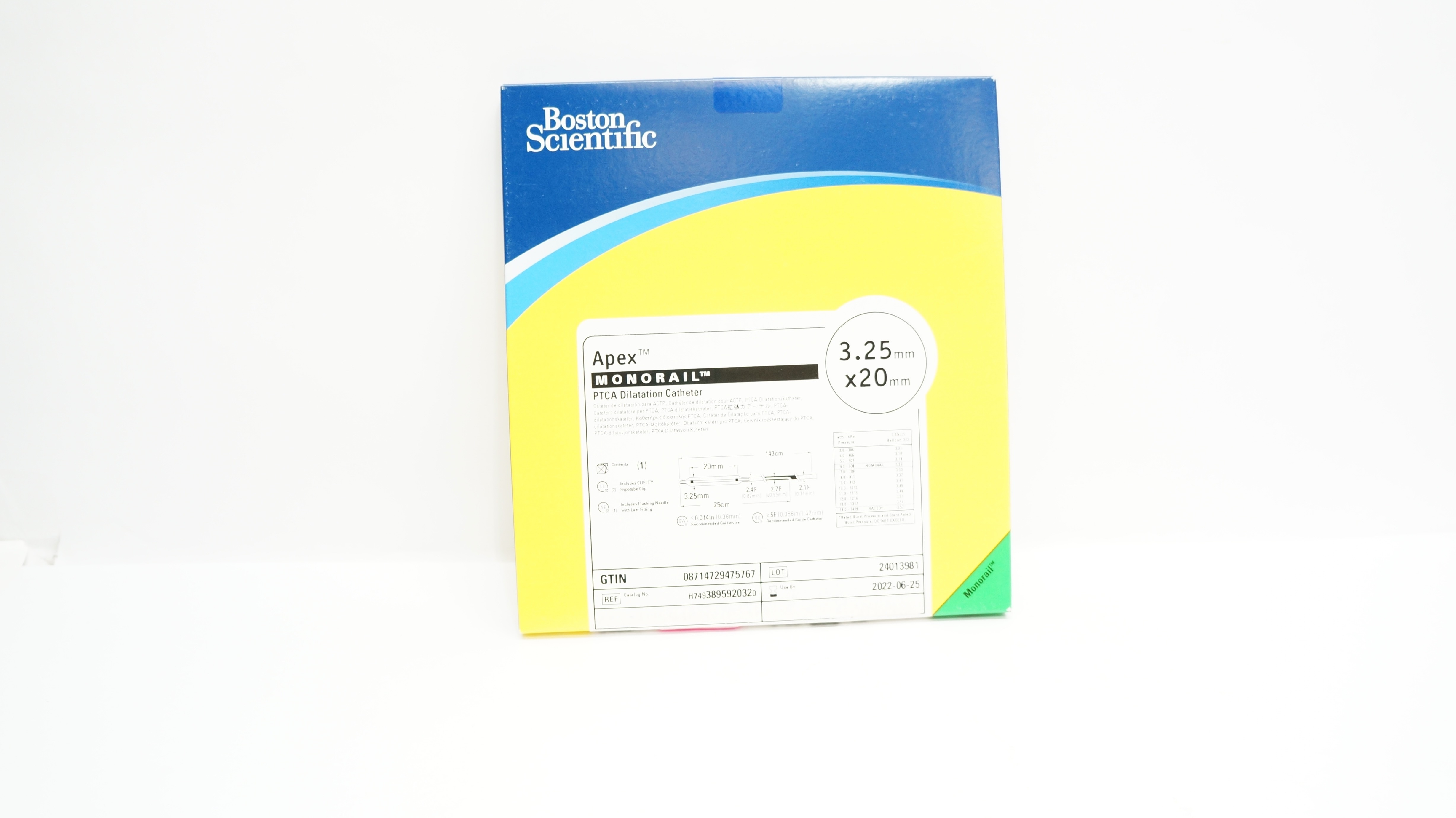 Boston Scientific H7493895920320 Apex Monorail PTCA Dilatation Cath 3.25x20mm(x)