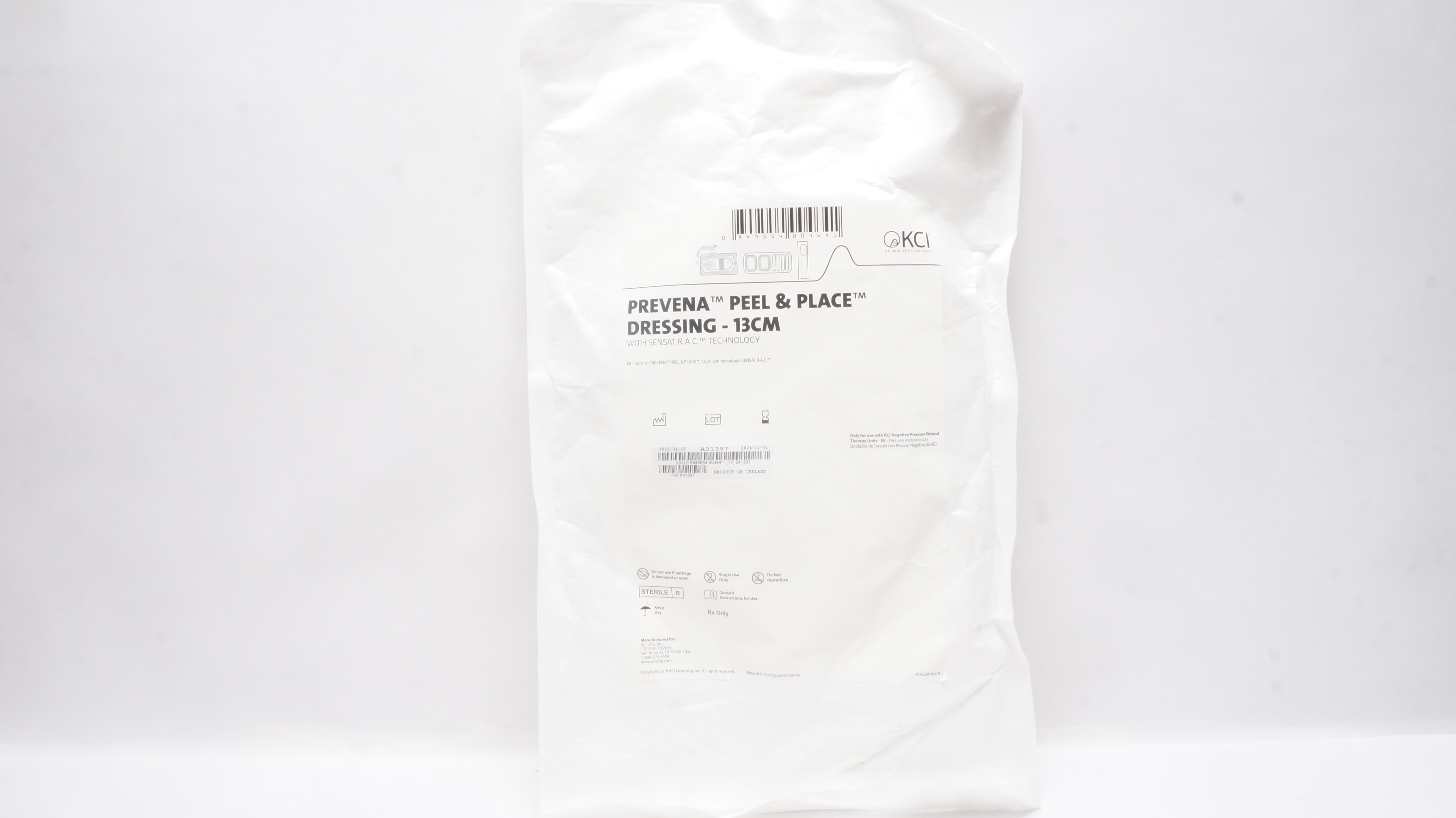 KCI Acelity Prevena Peel & Place Dressing - 13cm