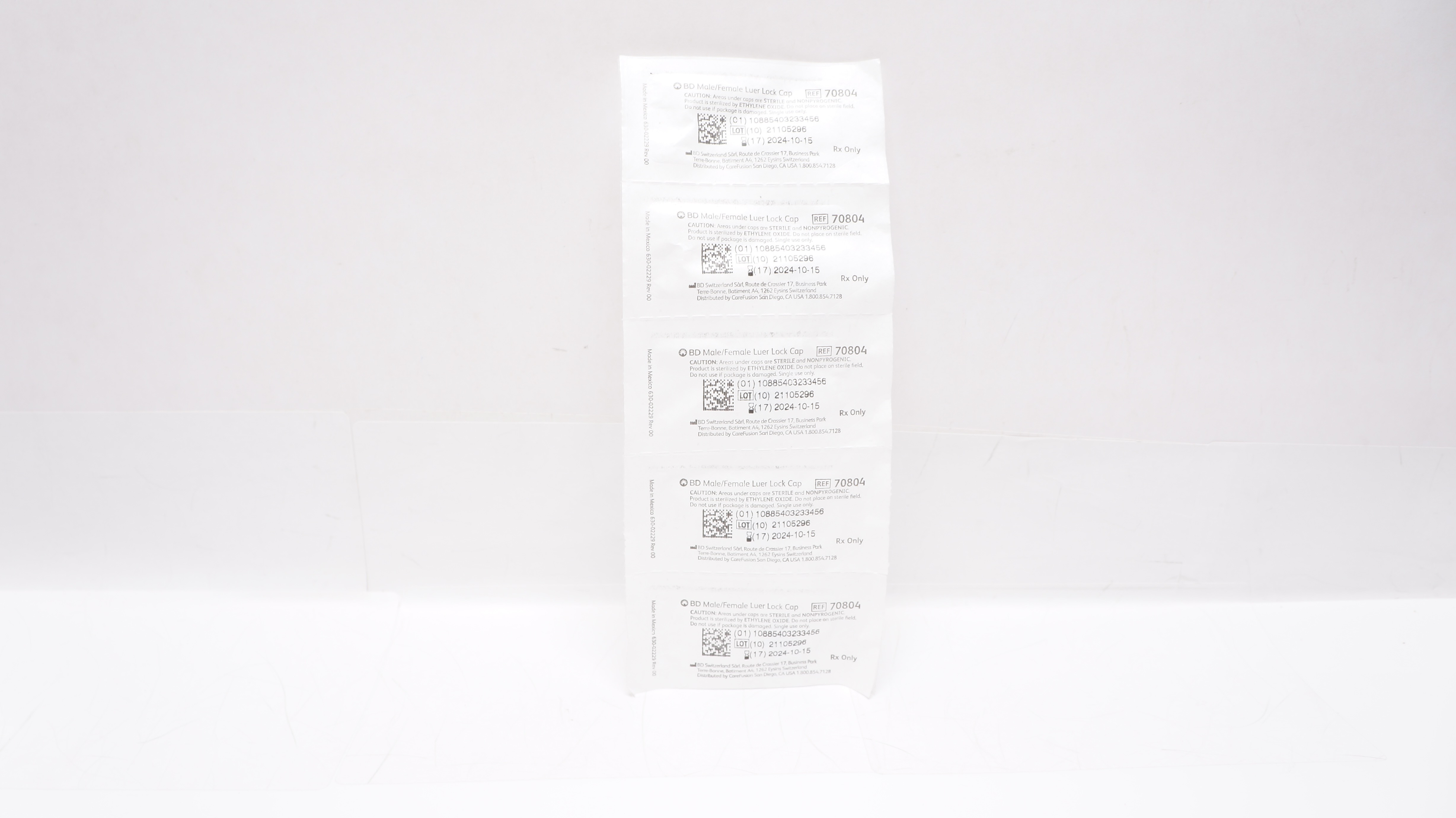 BD 70804 Male/Female Luer Lock Cap - Pack of 5
