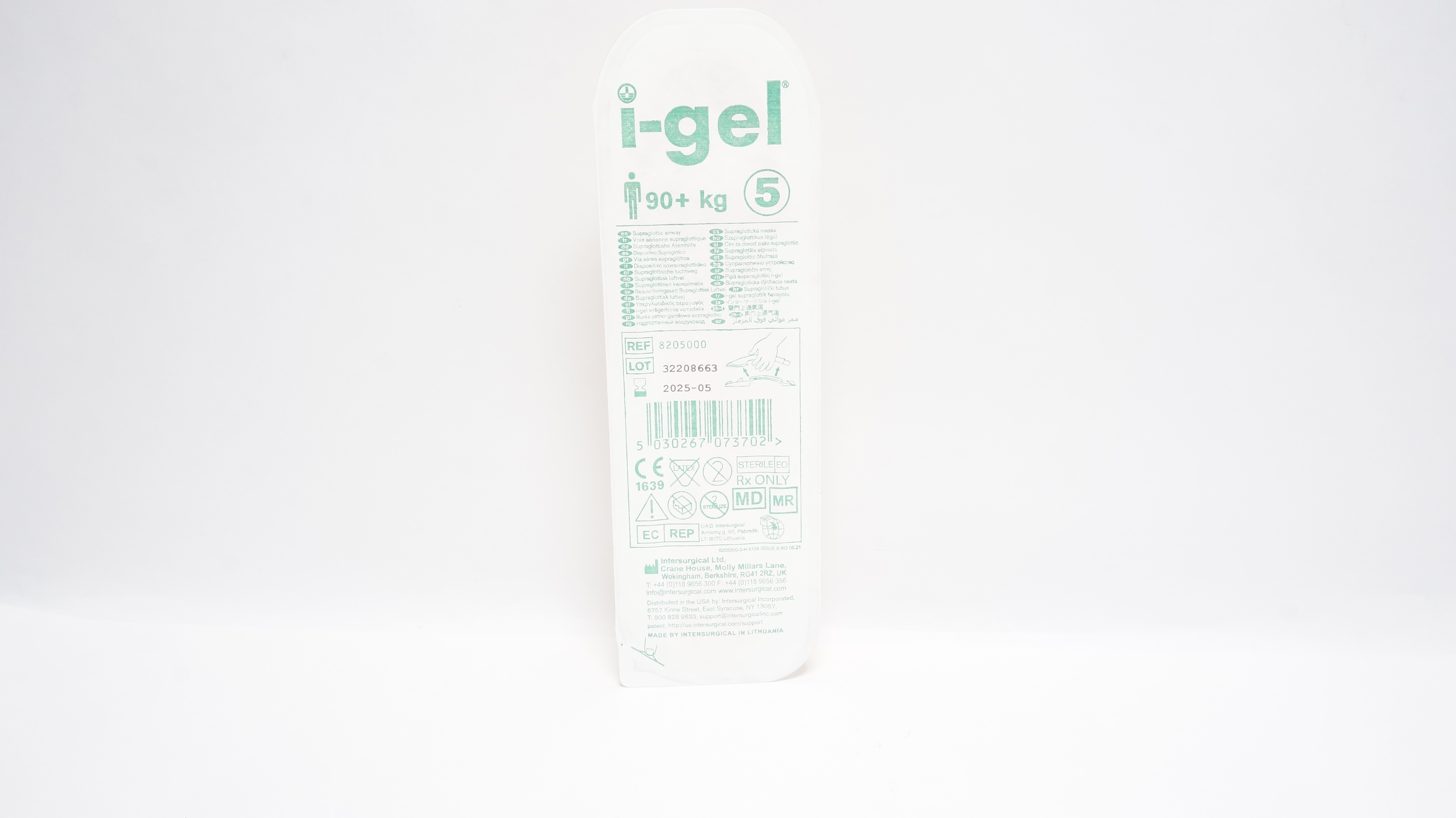 Intersurgical 8205000 I-Gel Supraglottic Airway 90+kg, Size 5 (x)