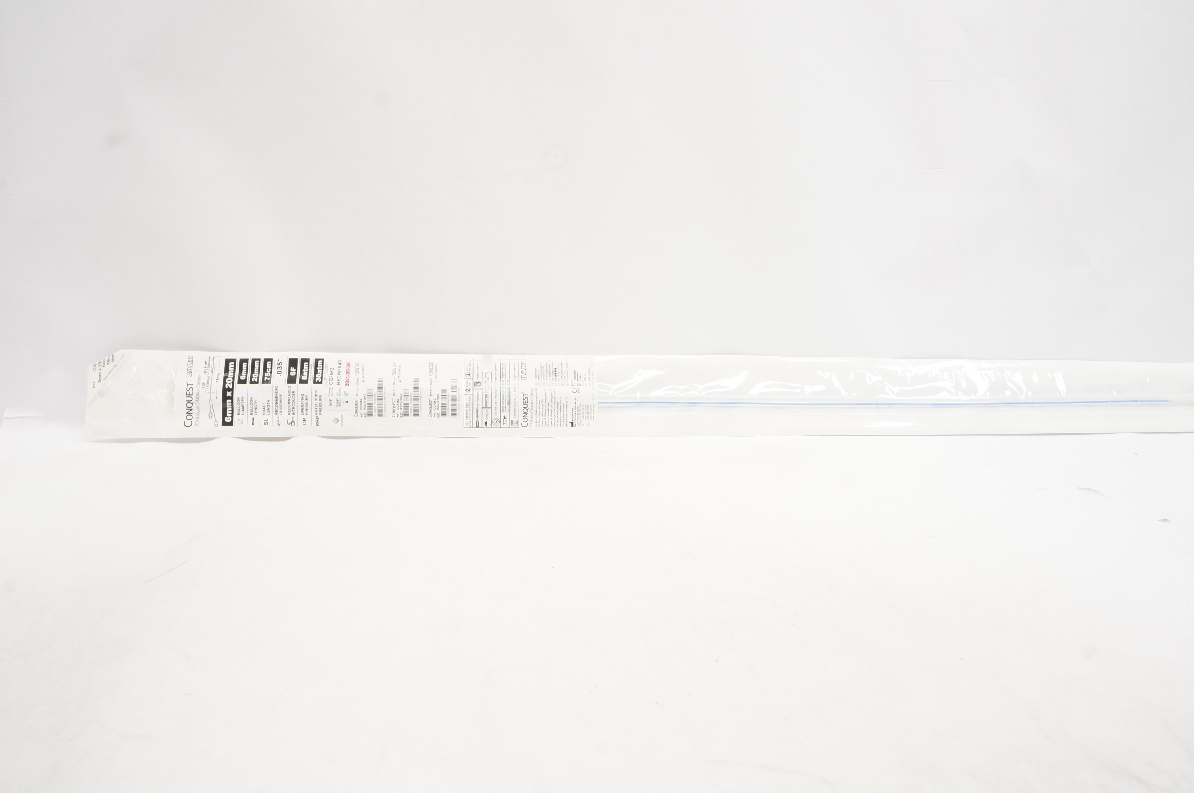 Bard CQ7562 Conquest PTA Balloon Dilatation Cath. 6F 6x20mm x75cm x 0.35inch(x)