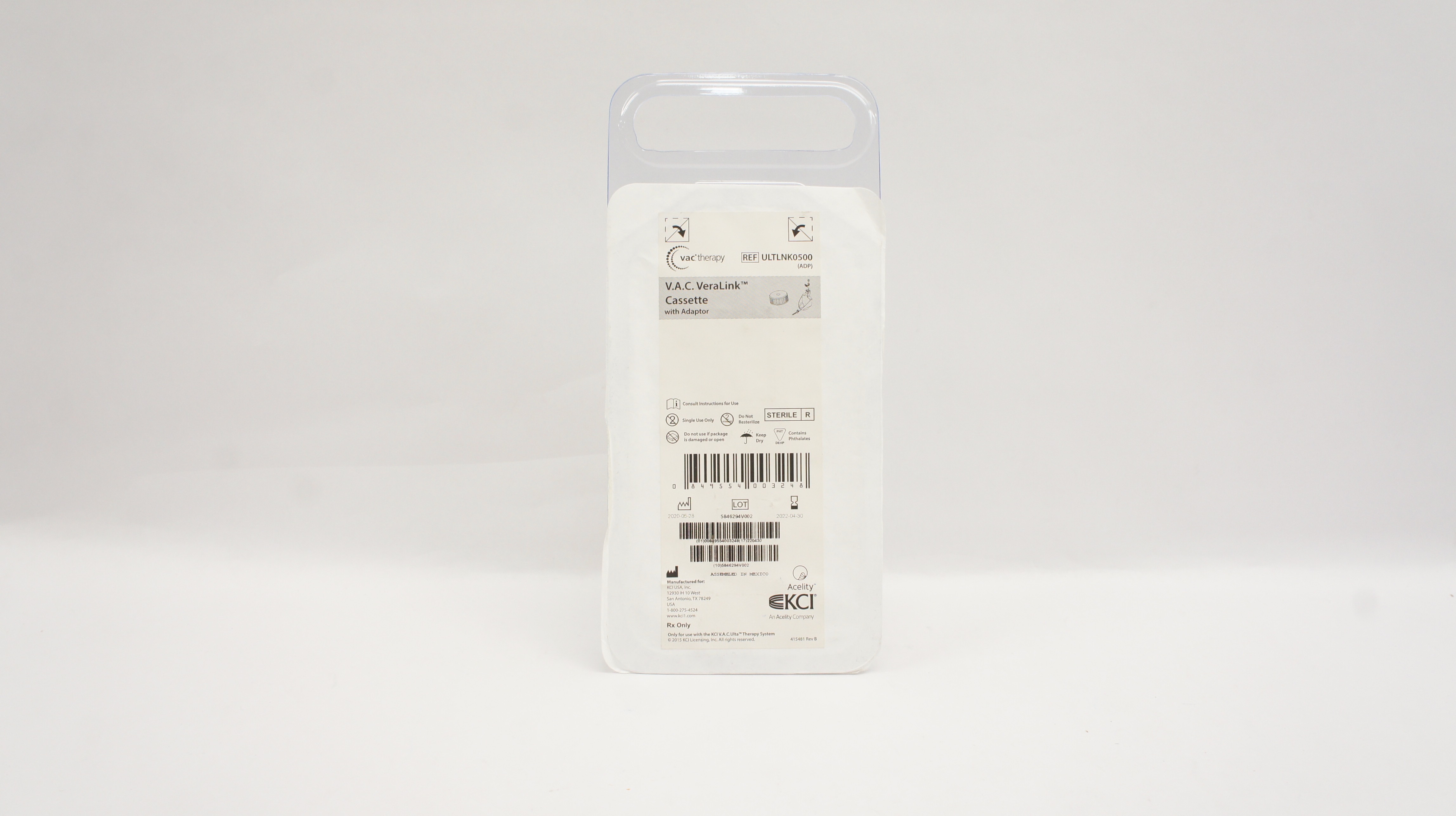 KCI ULTLNK0500 Acelity V.A.C. VeraLink Cassette with Adaptor (x)