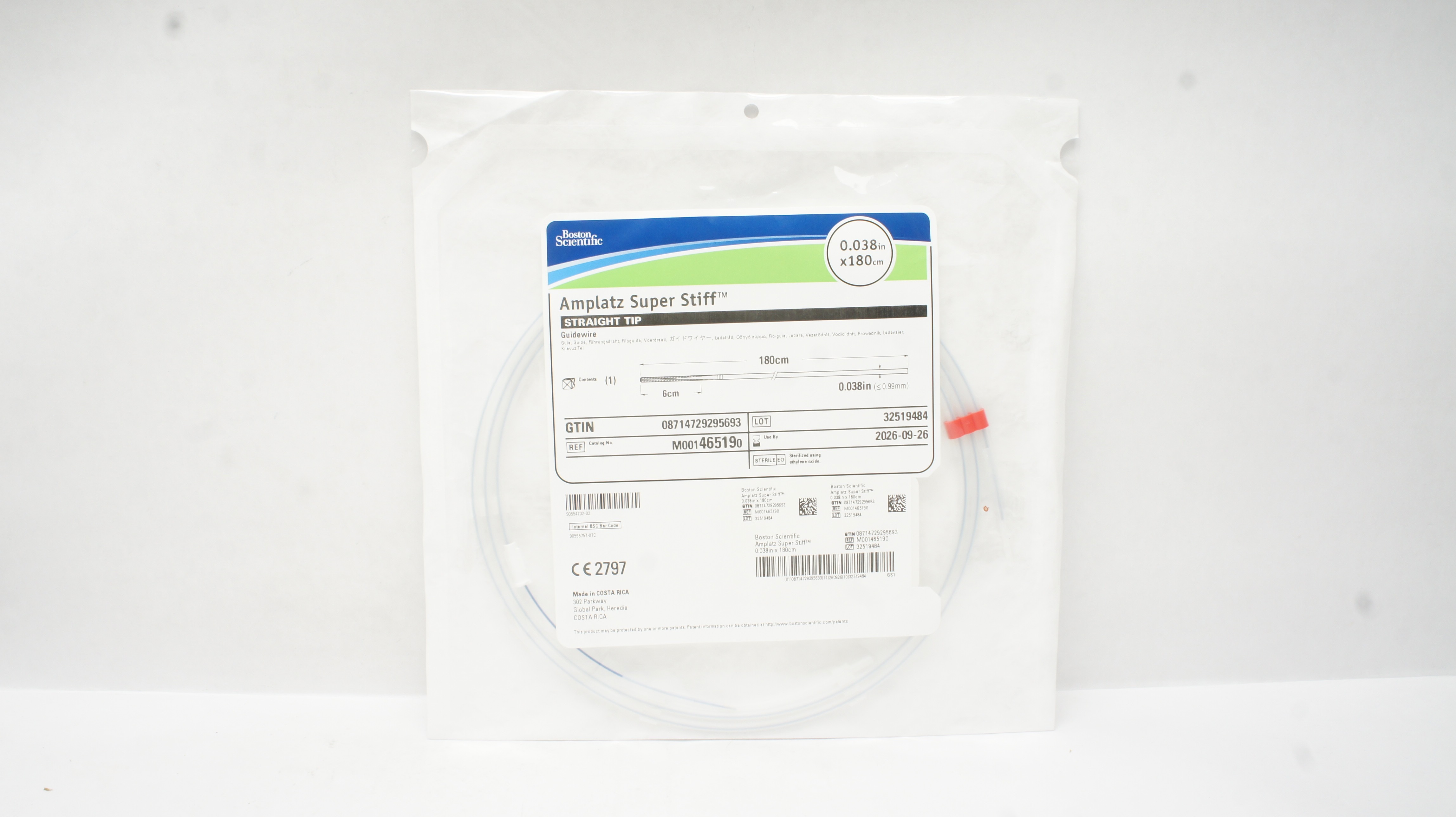 Boston Scientific 46519 Amplatz Super Stiff Guidewire 0.038inch x 180cm