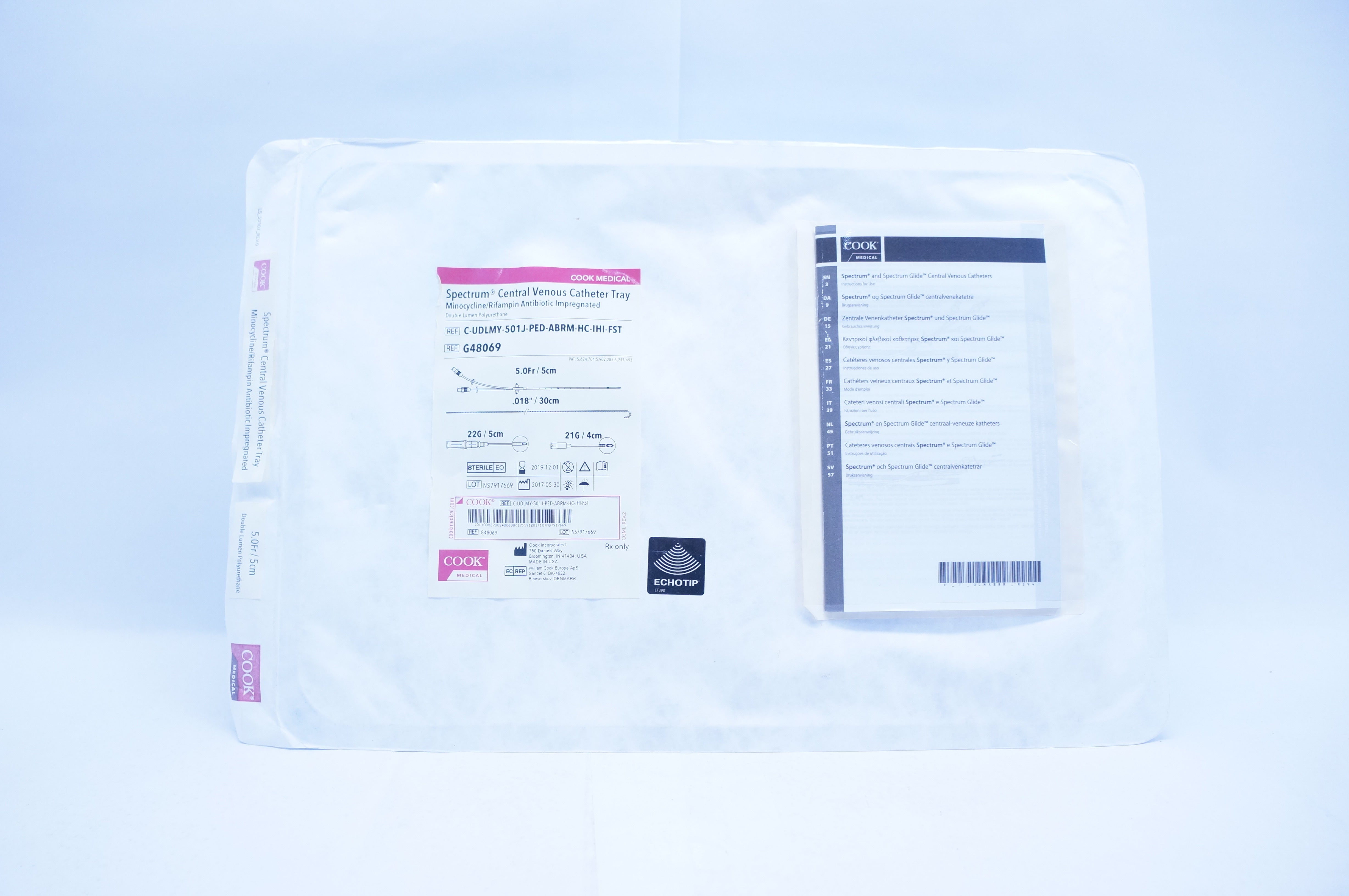 Cook Medical G48069 Spectrum Central Venous Cath. Tray 5.0Frx0.018inx22Gx21G (x)