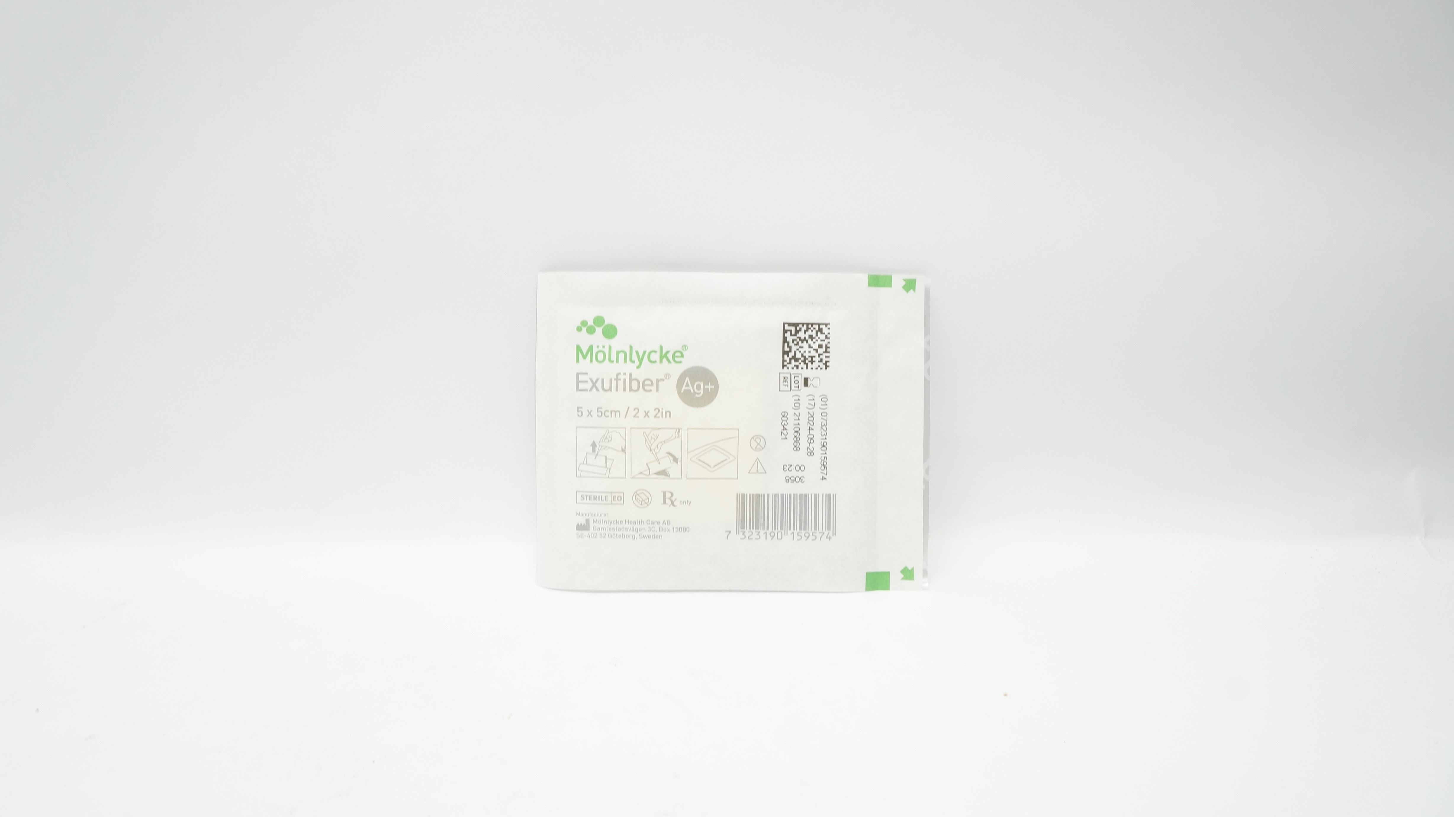 Molnlycke 603421 Exufiber Ag+ Silver Gelling Fiber Dressing 2 x 2inch (x)