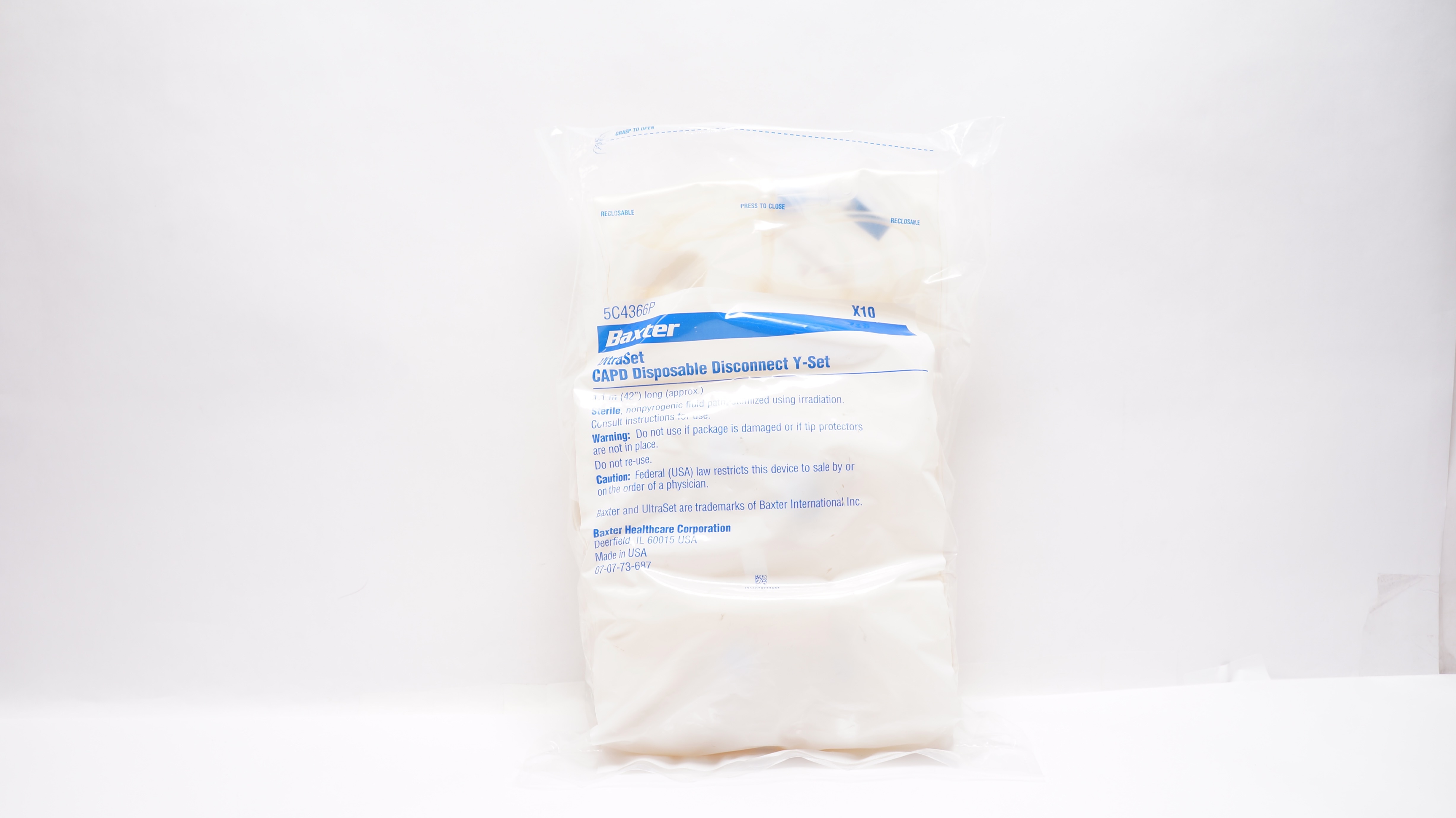 Baxter 5C4366P UltraSet CAPD Disposable Disconnect Y-Set 42in Long - Pack of 10