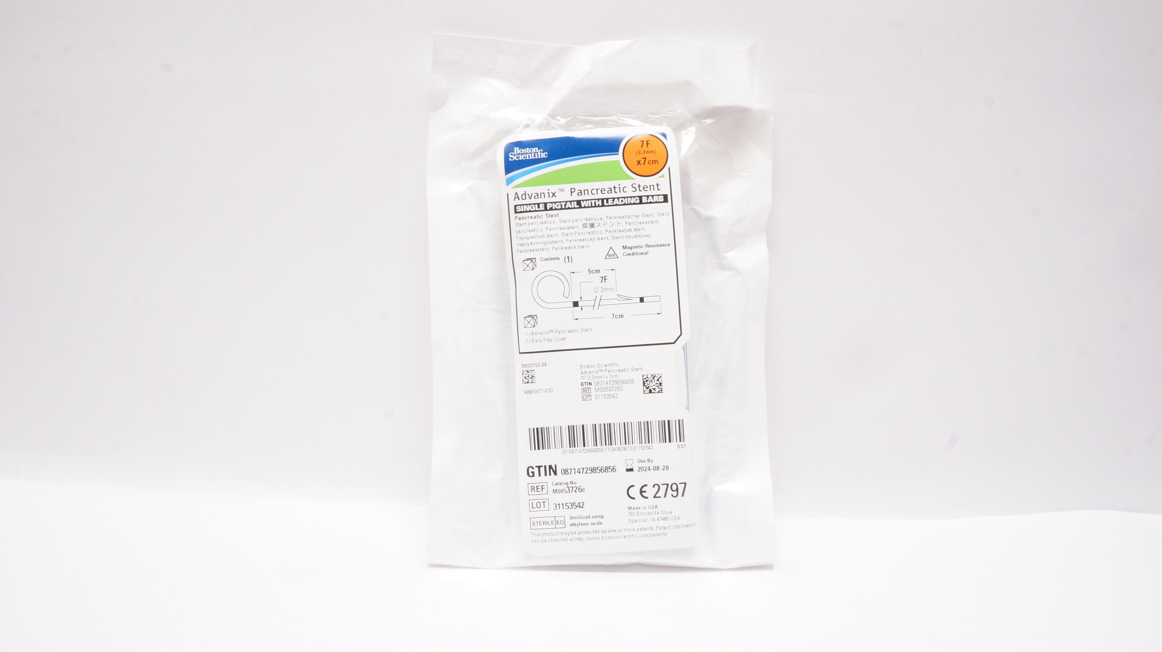 Boston Scientific M00537260 Advanix Pancreatic Stnt Single Pigtail 7F x 7cm