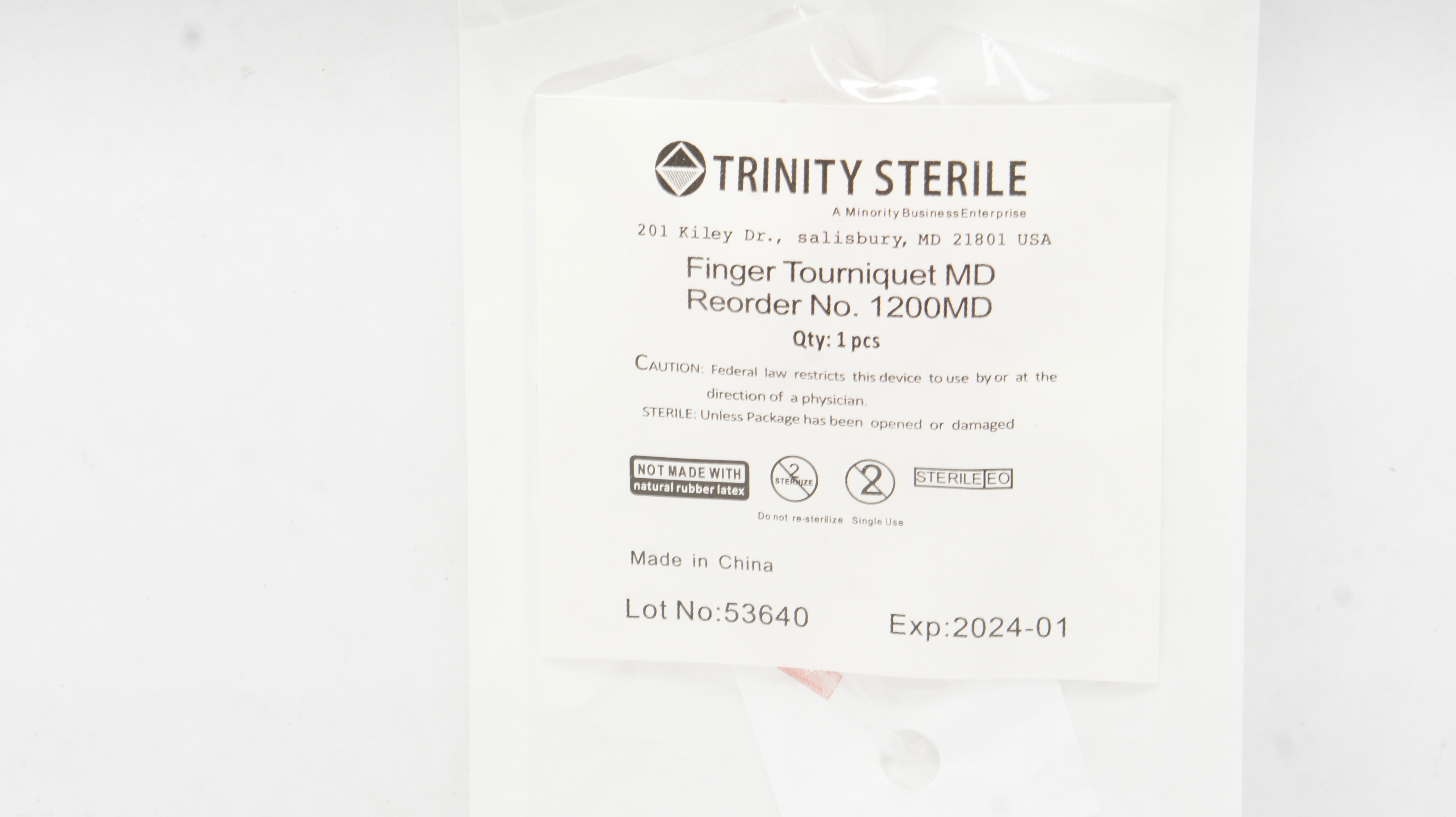 Trinity Sterile 1200MD Finger Tourniquet MD (x)