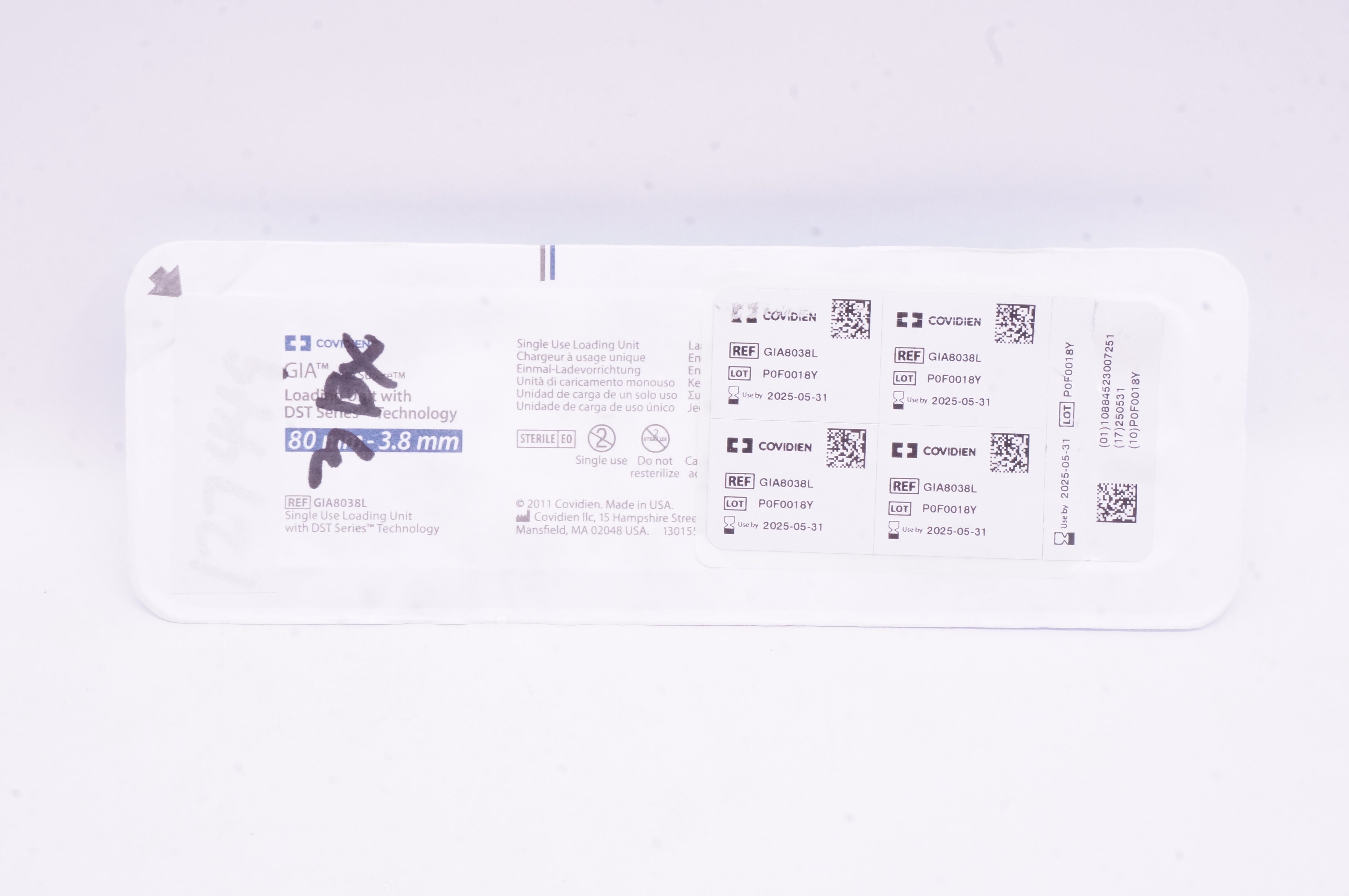Covidien GIA8038L GIA Loading Unit W/DST Series Technology 80mm x 3.8mm