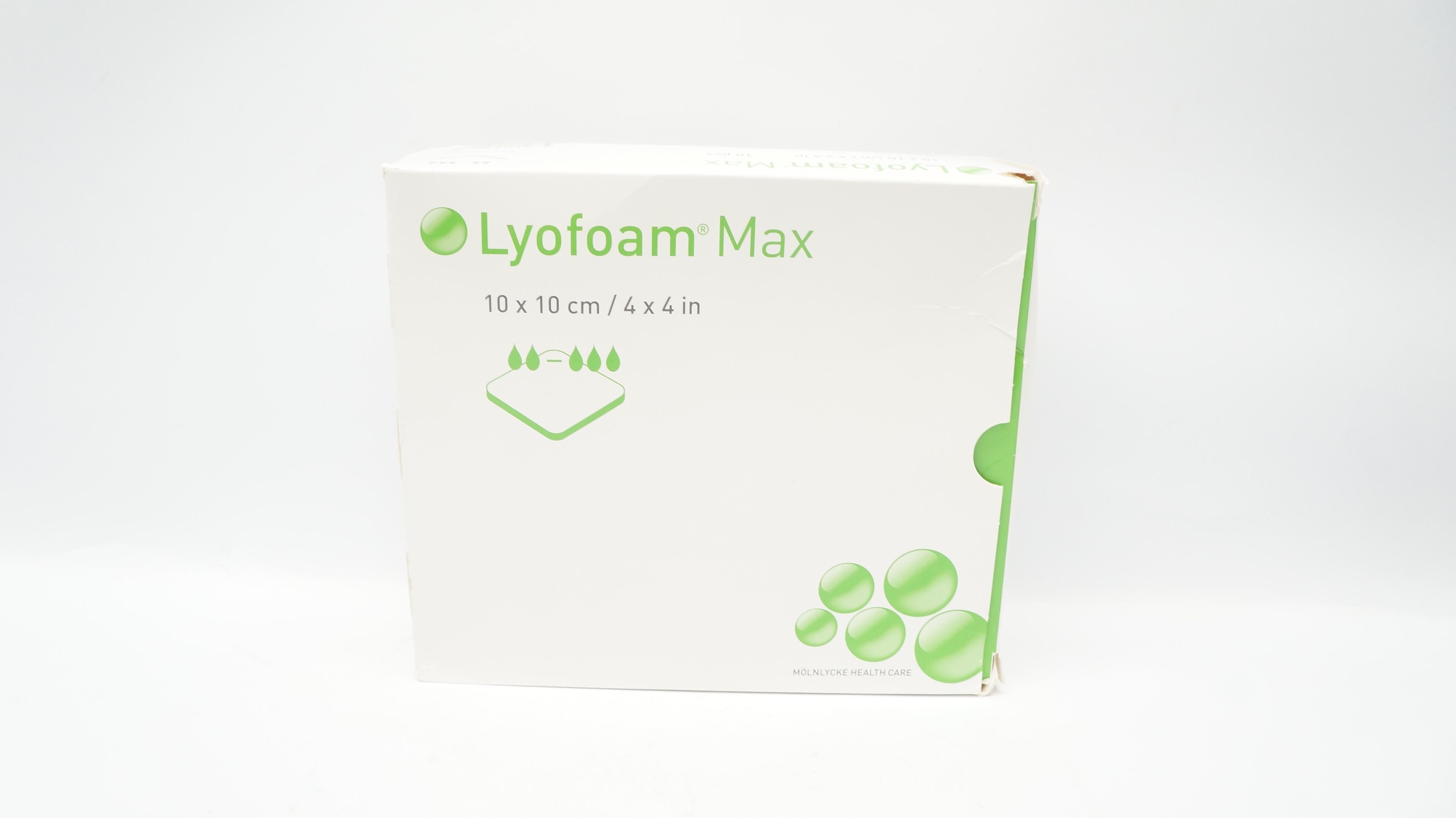 Molnlycke 603201 Lyofoam Max Absorbent Foam Dressing 4inch x 4inch - Box of 10(X)