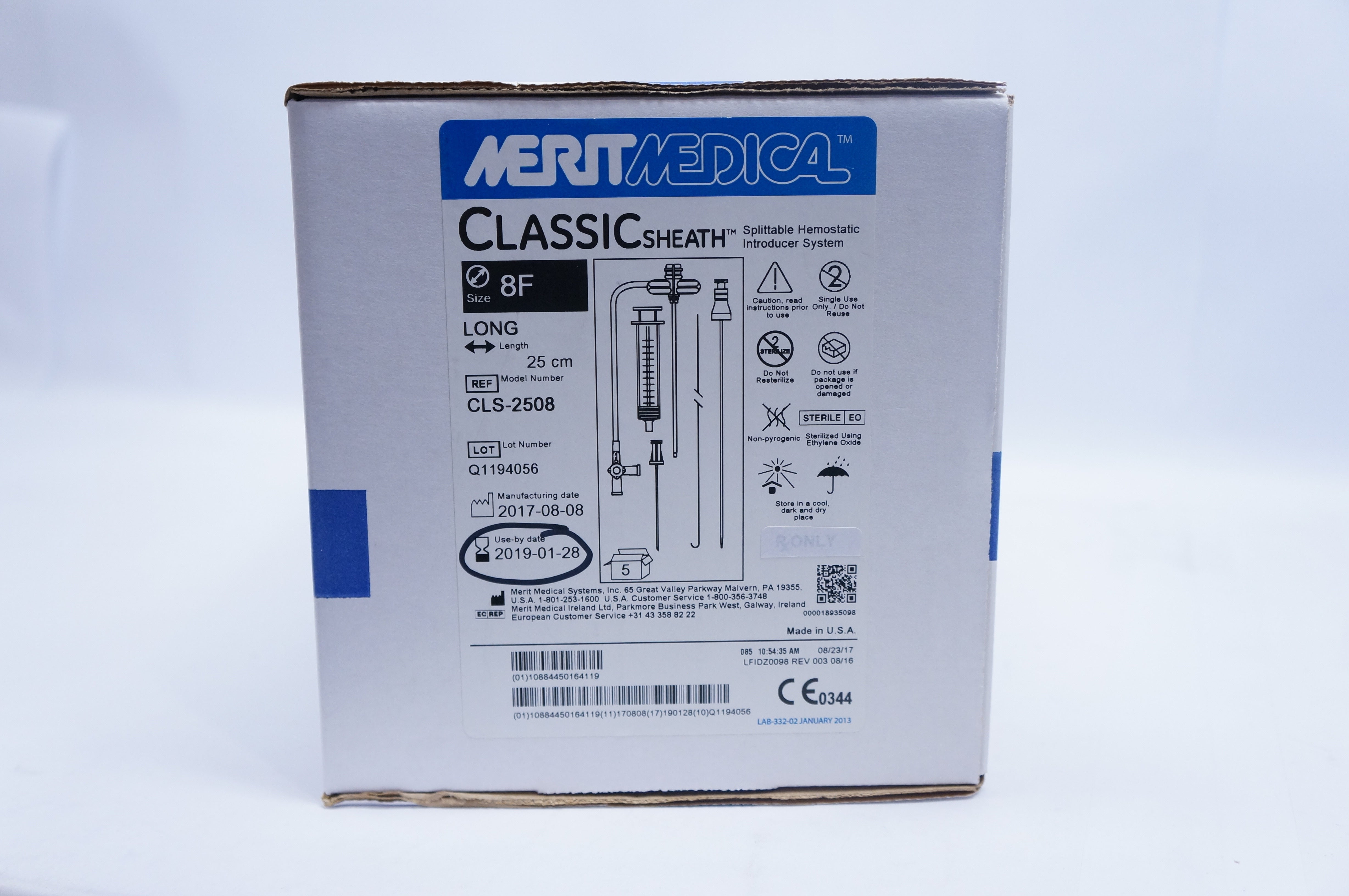 Merit Medical CLS-2508 Splittable Hemostatic Introducer System 8F (x) - Box of 5
