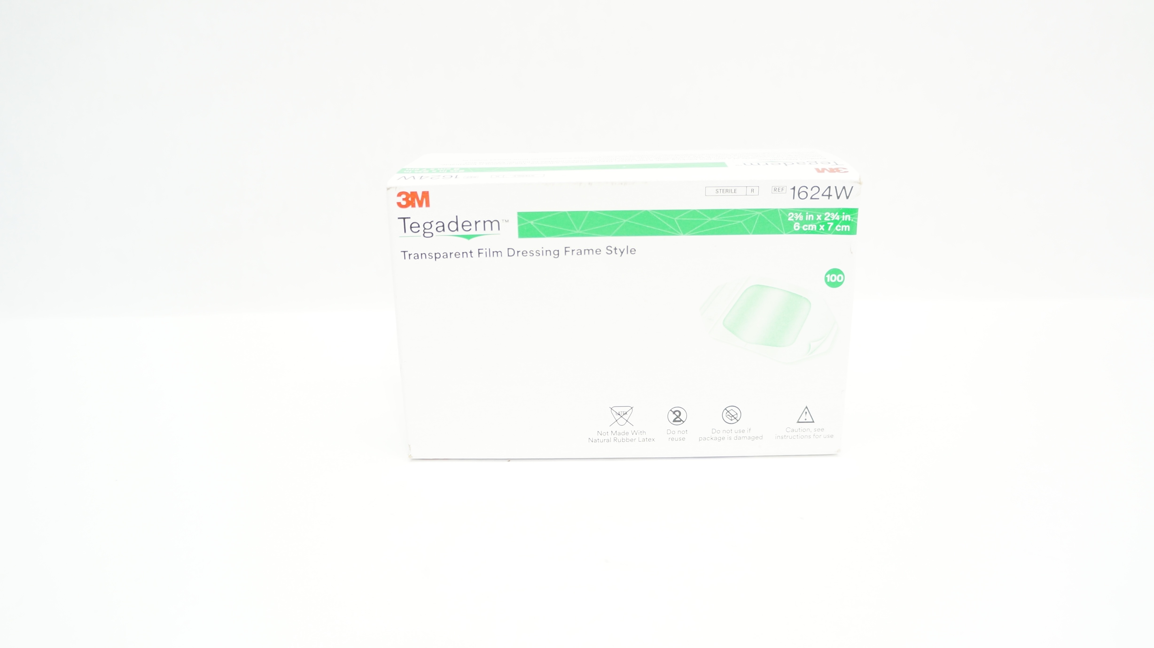 3M 1624W Tegaderm Transparent Film Dressing 2 3/8 x 2 3/4 inch - Box of 100