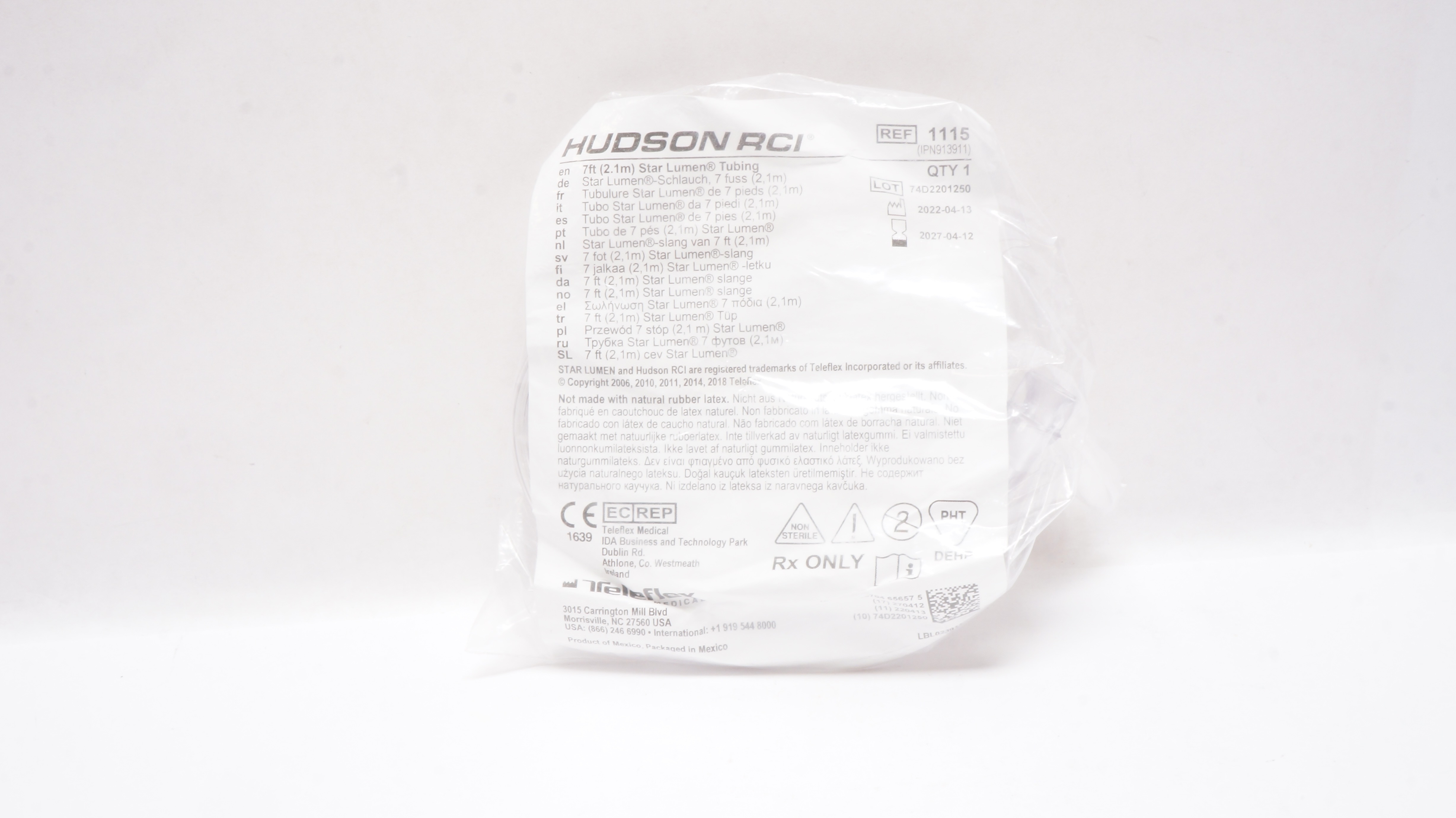 Teleflex 1115 Hudson RCI Star Lumen Tubing 7ft.