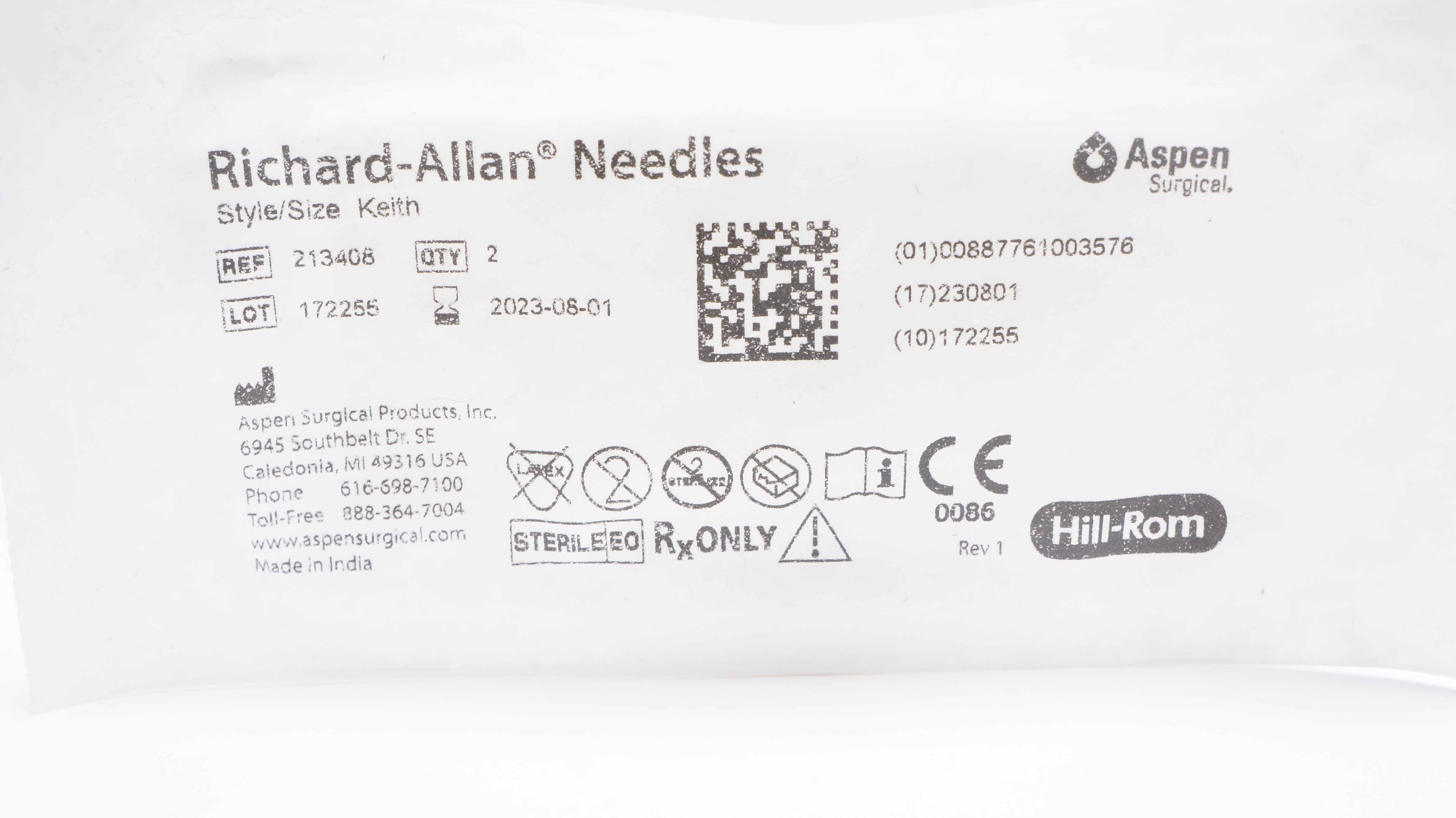 Aspen 213408 Richard-Allan Straight Keith Abdominal Ndle (x) - Pack of 2