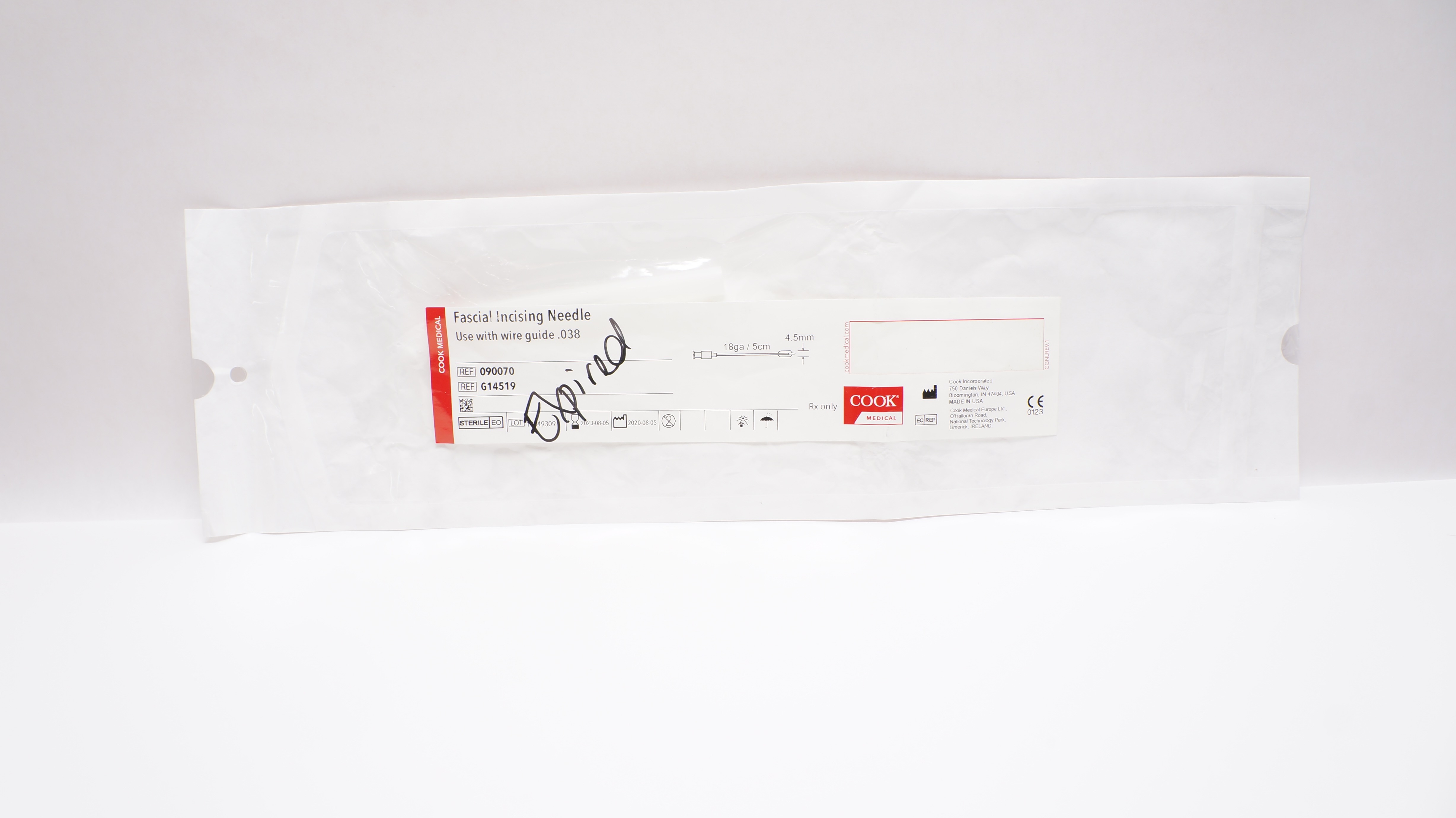 Cook Medical G14519 Fascial Incising Ndle 18 ga x 5 cm x 4.5 mm (x)