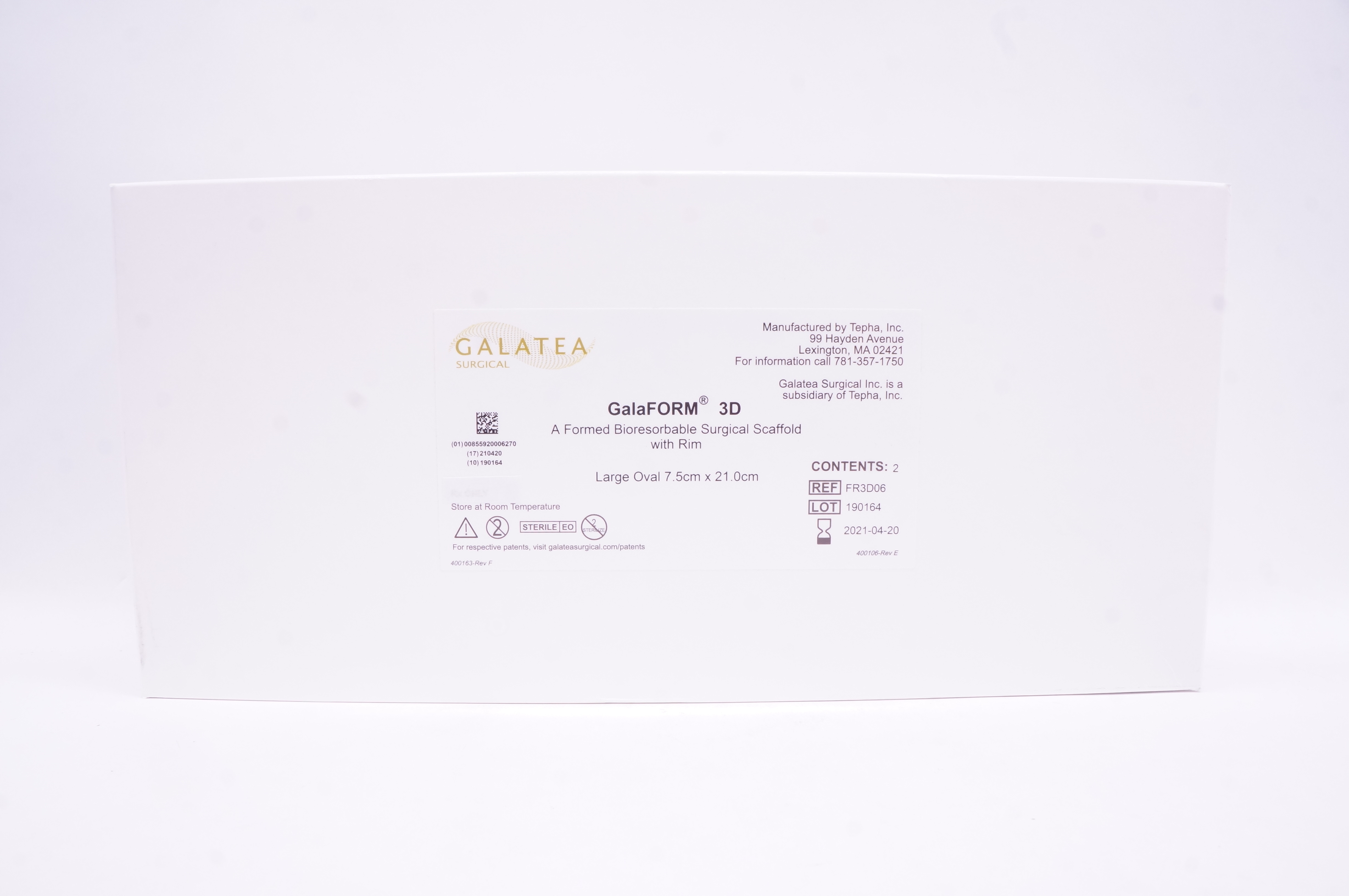 Galatea FR3D06 GalaForm 3D A Formed Bioresorbable Surgical Scaffold-Pack of 2(x)