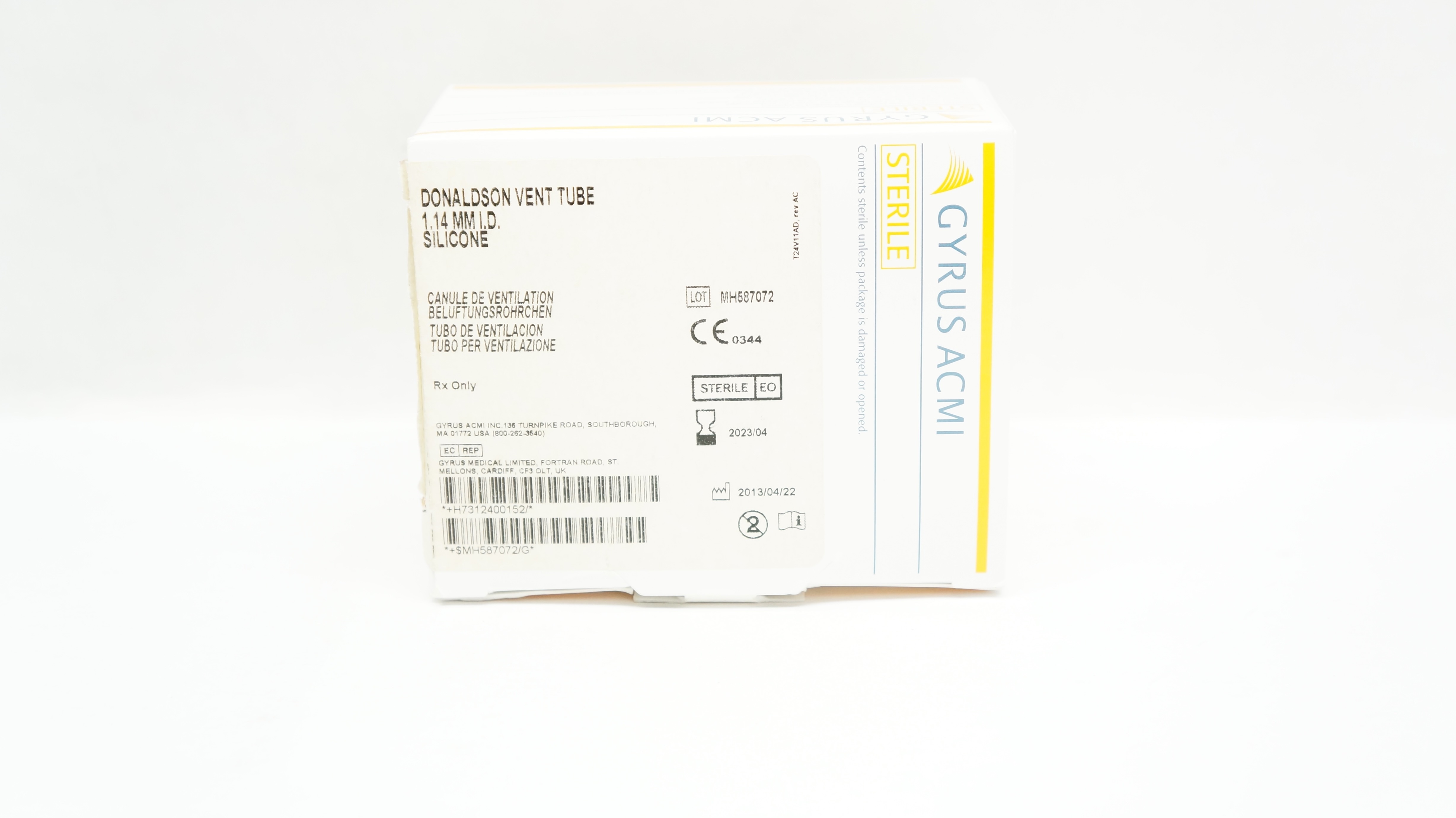 Gyrus ACMI 240015 Donaldson Vent Tube 1.14mm I.D. Silicone (x) - Box of 1