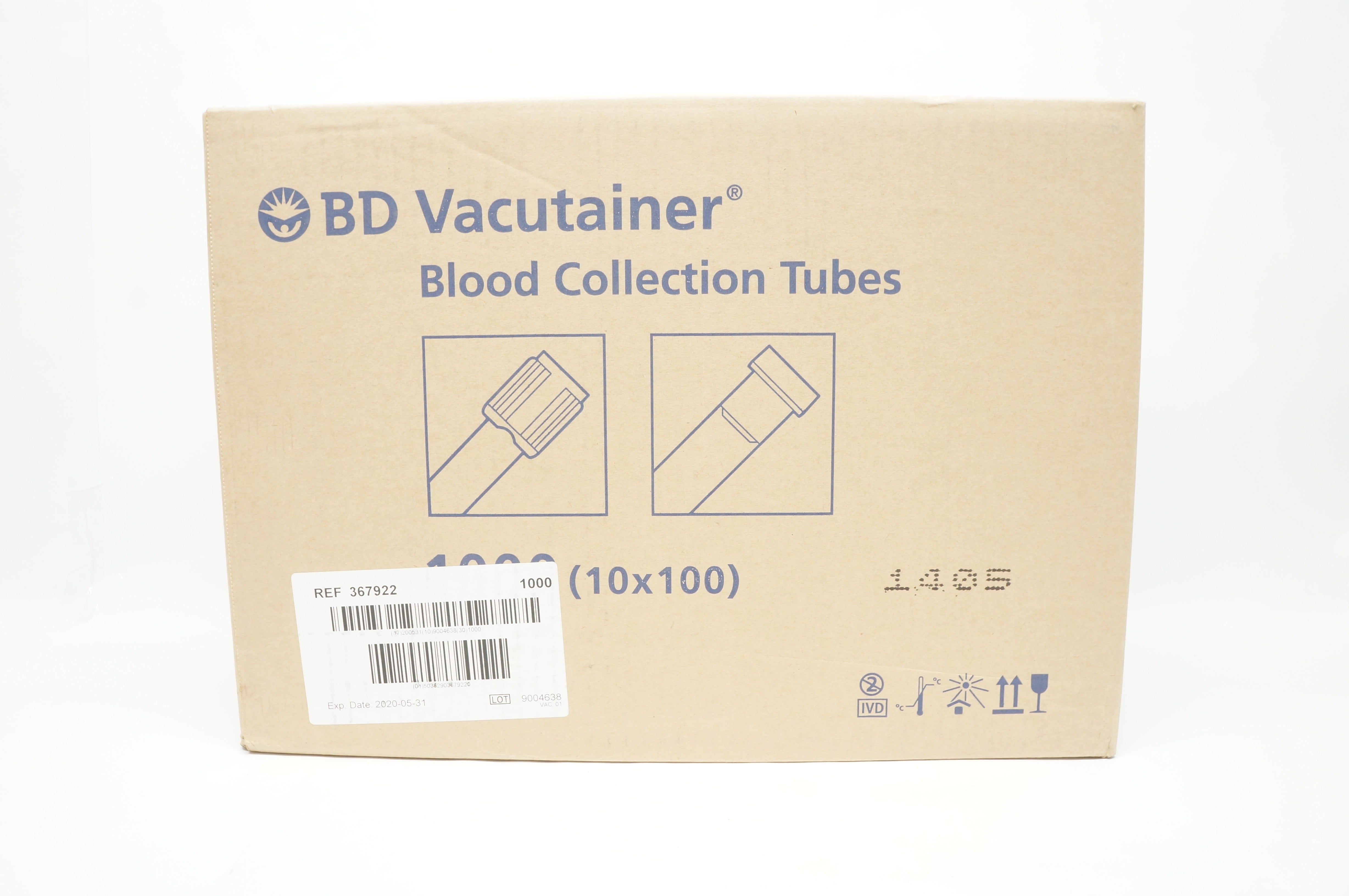 BD 367922 Vacutainer Blood Collection Tubes 4.0mL 13 x 75mm (x) - Box of 1000