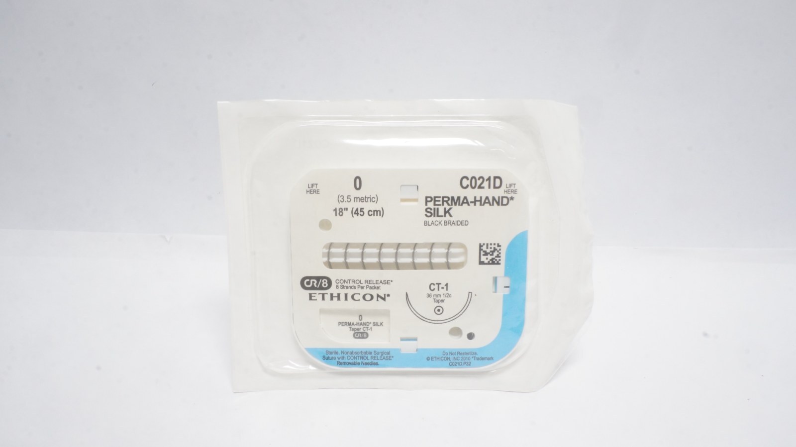 ETHICON C021D PERMA-HAND SILK Sutures 0 Black 18" CT-1