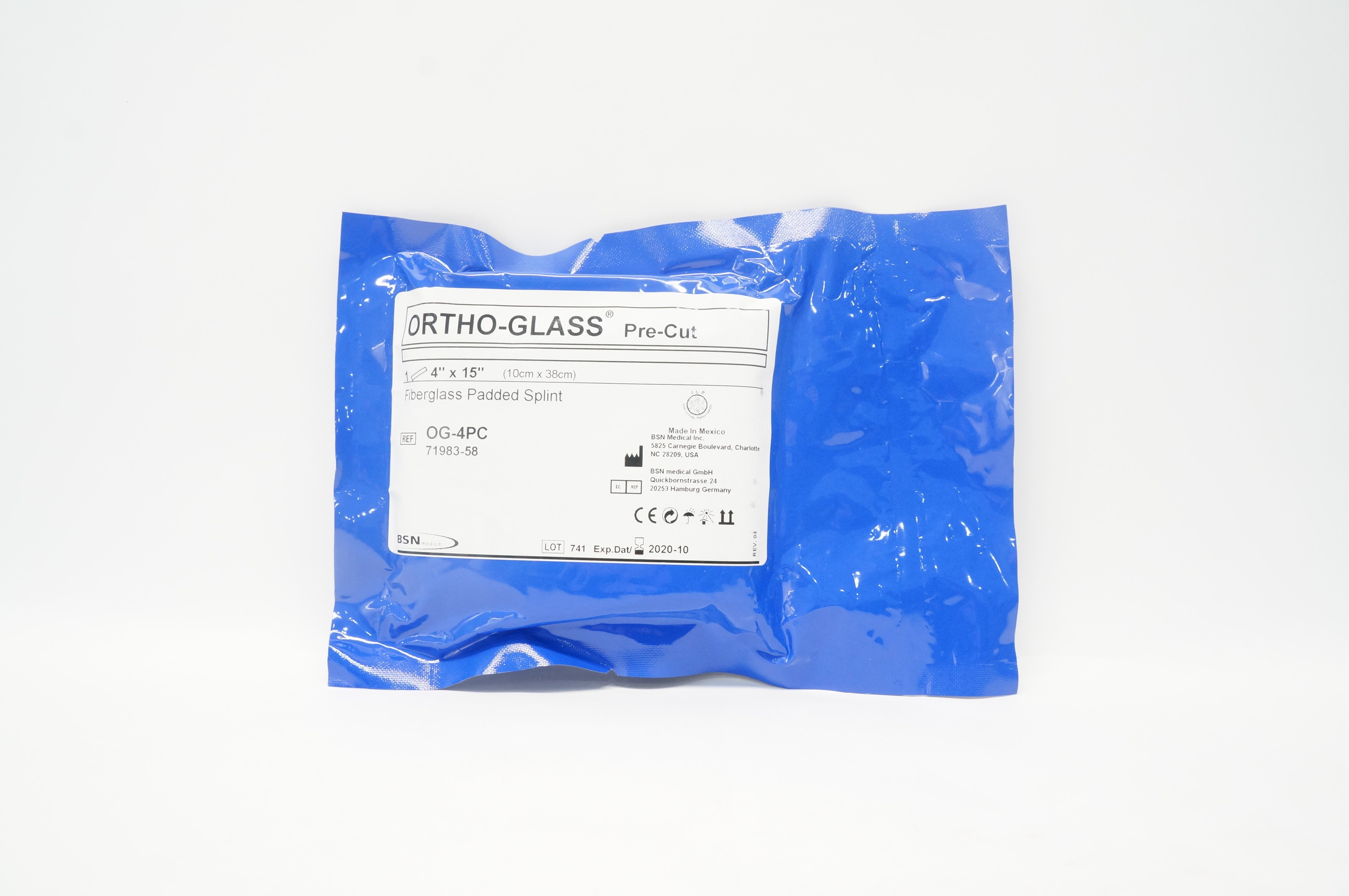 BSN Medical OG-4PC ORTHO-GLASS Pre-Cut Fiberglass Padded Splint 4 x 15 inch (x)