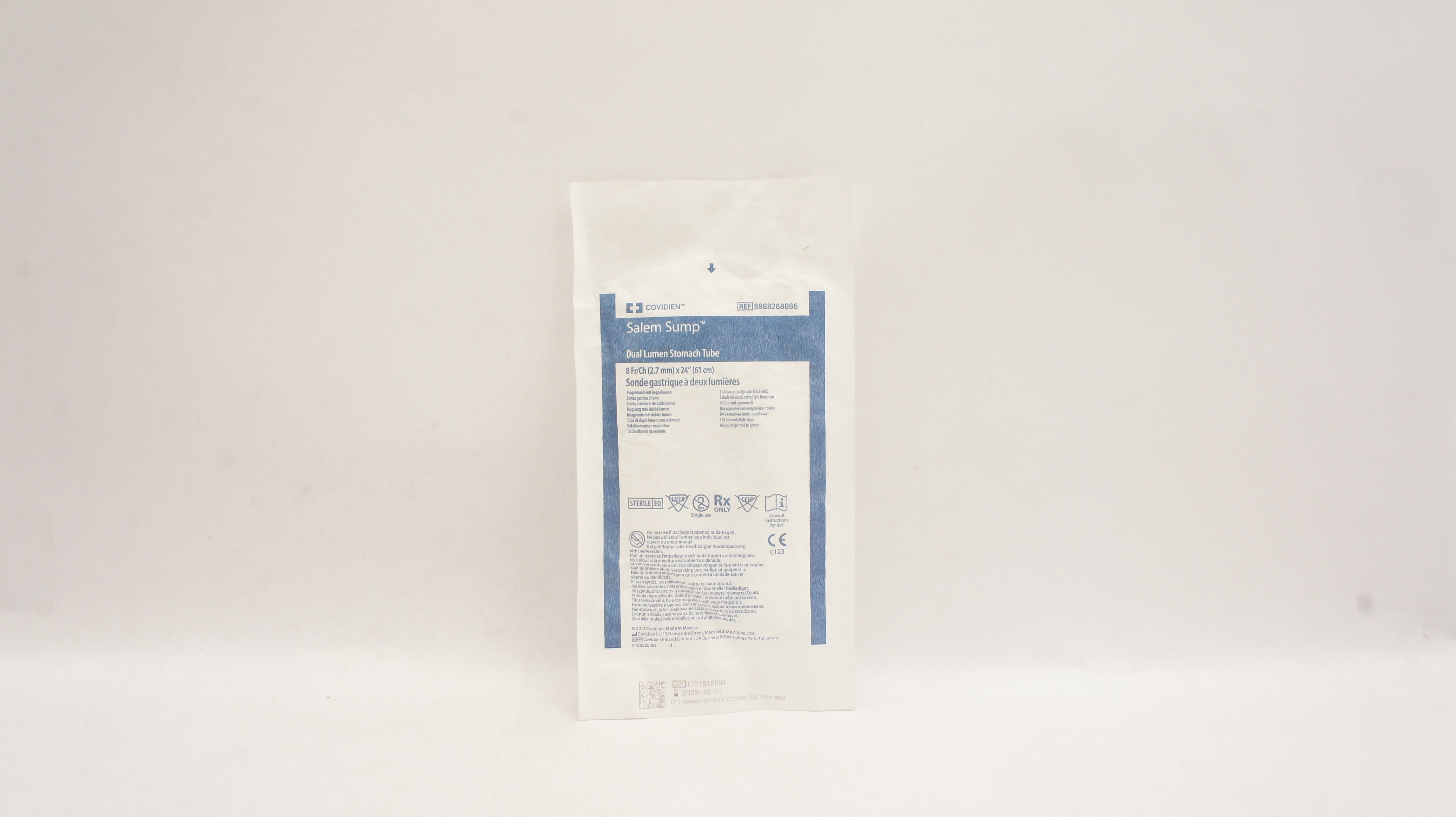 Covidien 8888268086 Dual Lumen Stomach Tube 8Fr x 24in