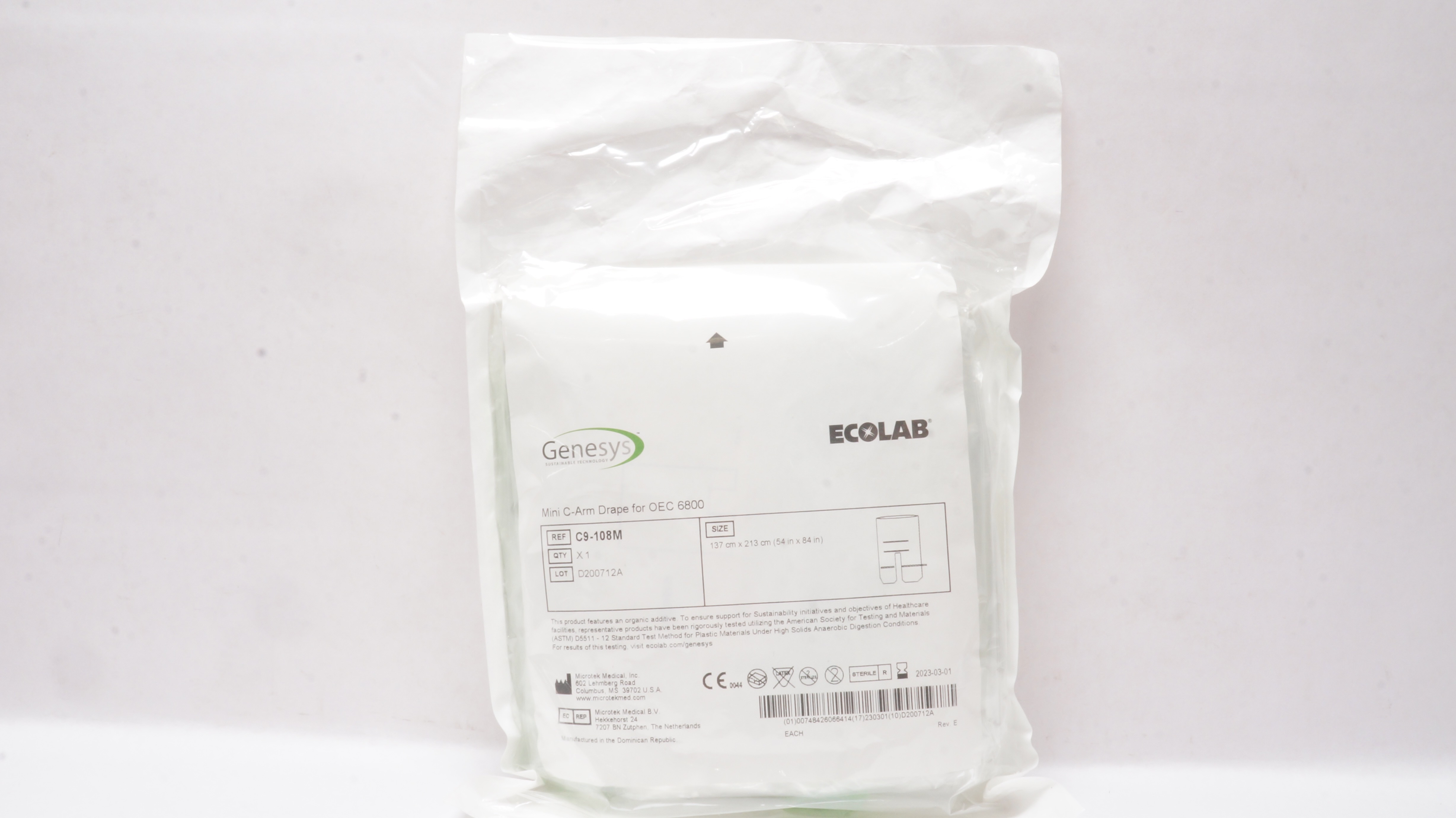 Microtek C9-108M Ecolab Genesys Mini C-Arm Drape for OEC 6800 54In x 84In (x)