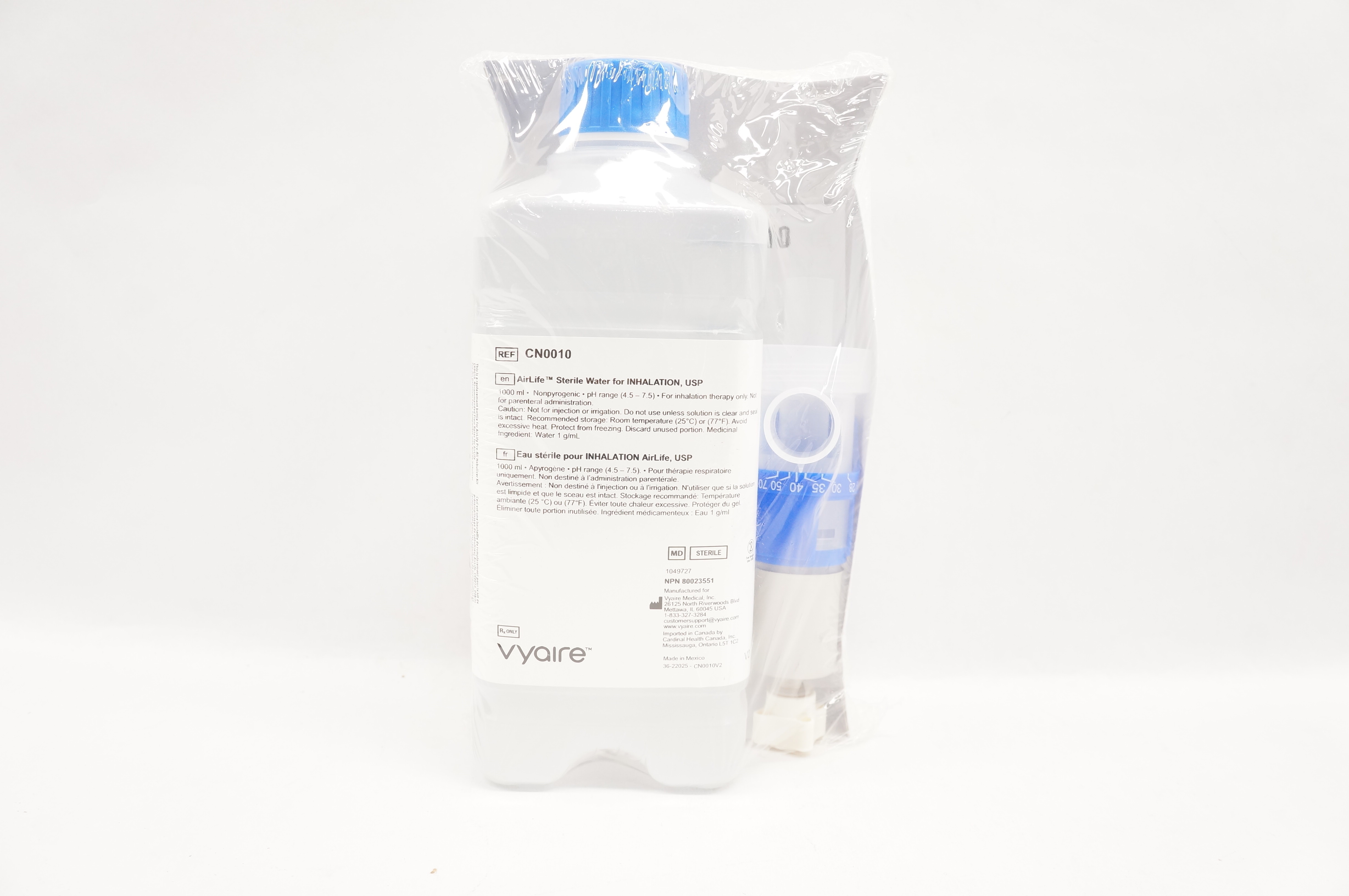 Vyaire CN0010 AirLife Sterile Water for Inhalation USP 1000mL