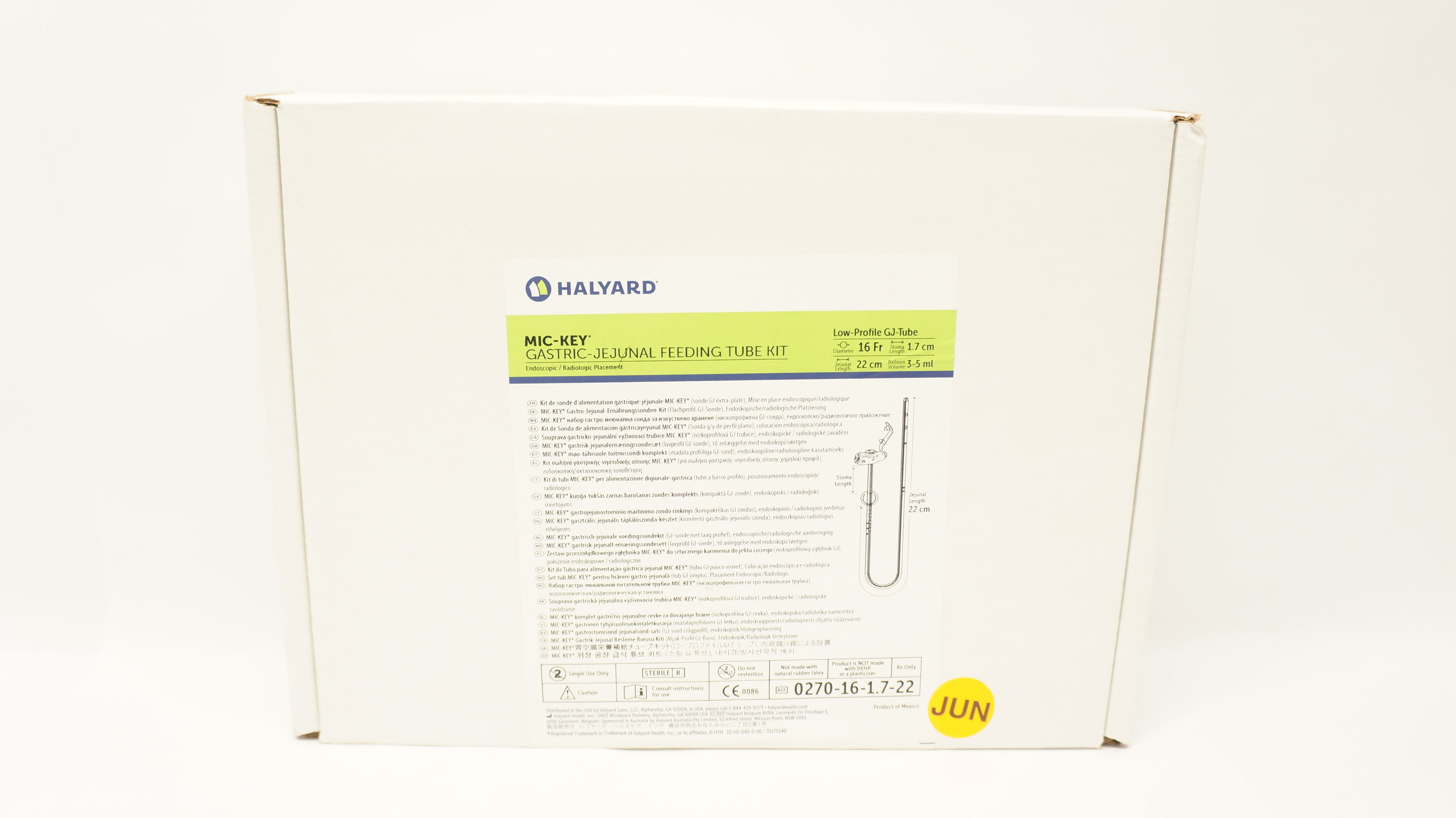 Halyard 0270-16-1.7-22 Mic-Key Gastric-Jejunal Feeding Tube Kit 16Fr 1.7cm (x)
