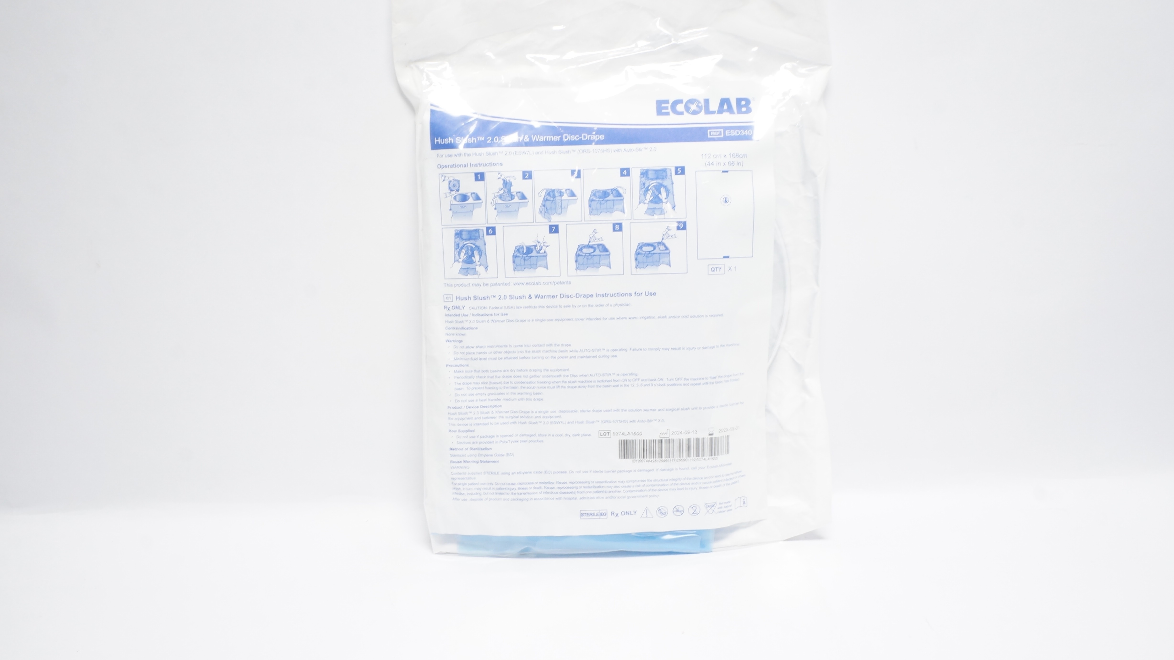 Microtek ESD340 Ecolab Hush Slush 2.0 Slush & Warmer Disc-Drape 44In x 66In