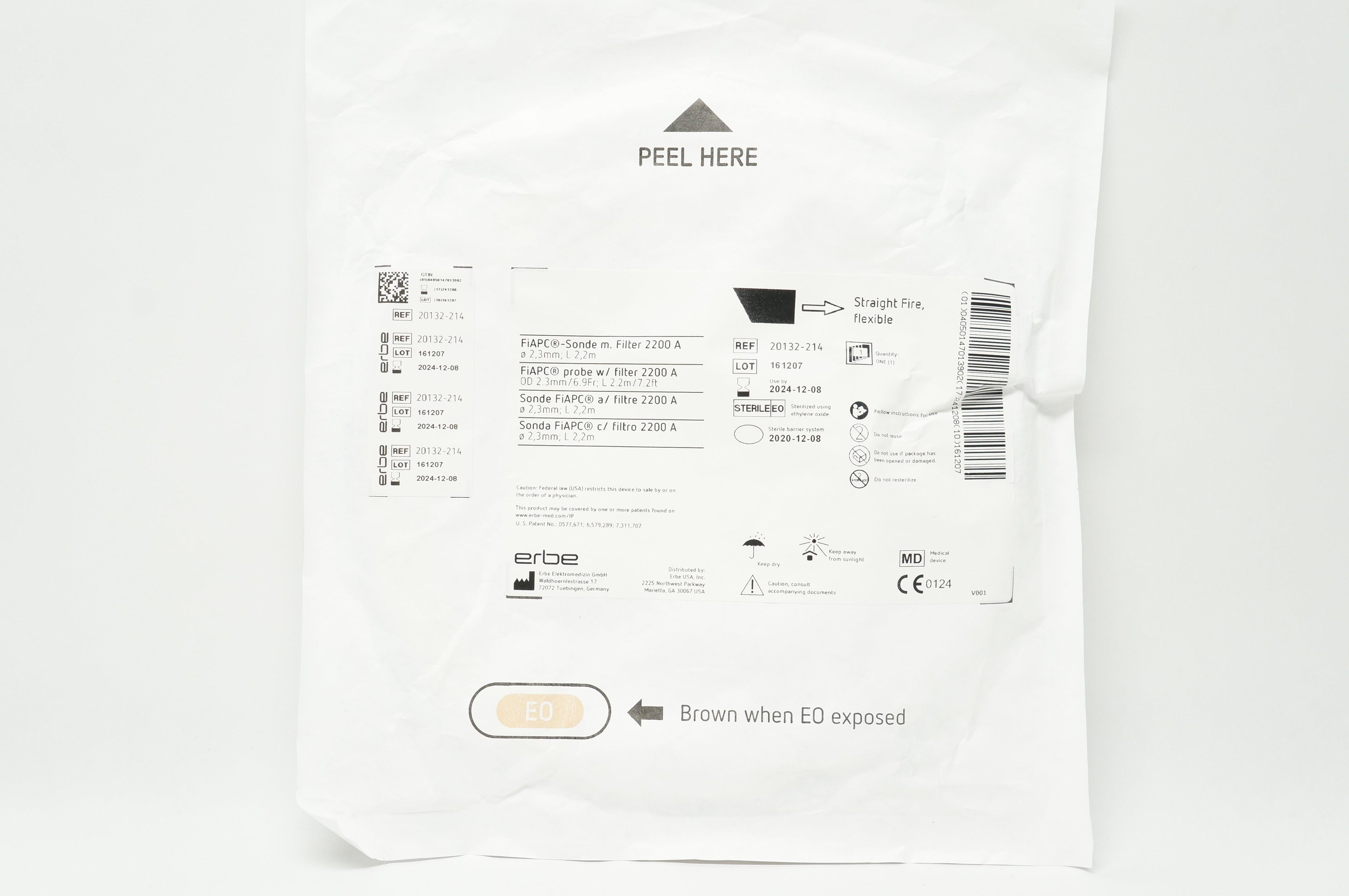 ERBE 20132-214 FiAPC Probe With Filter 2200A  6.9Fr x 7.2ft.