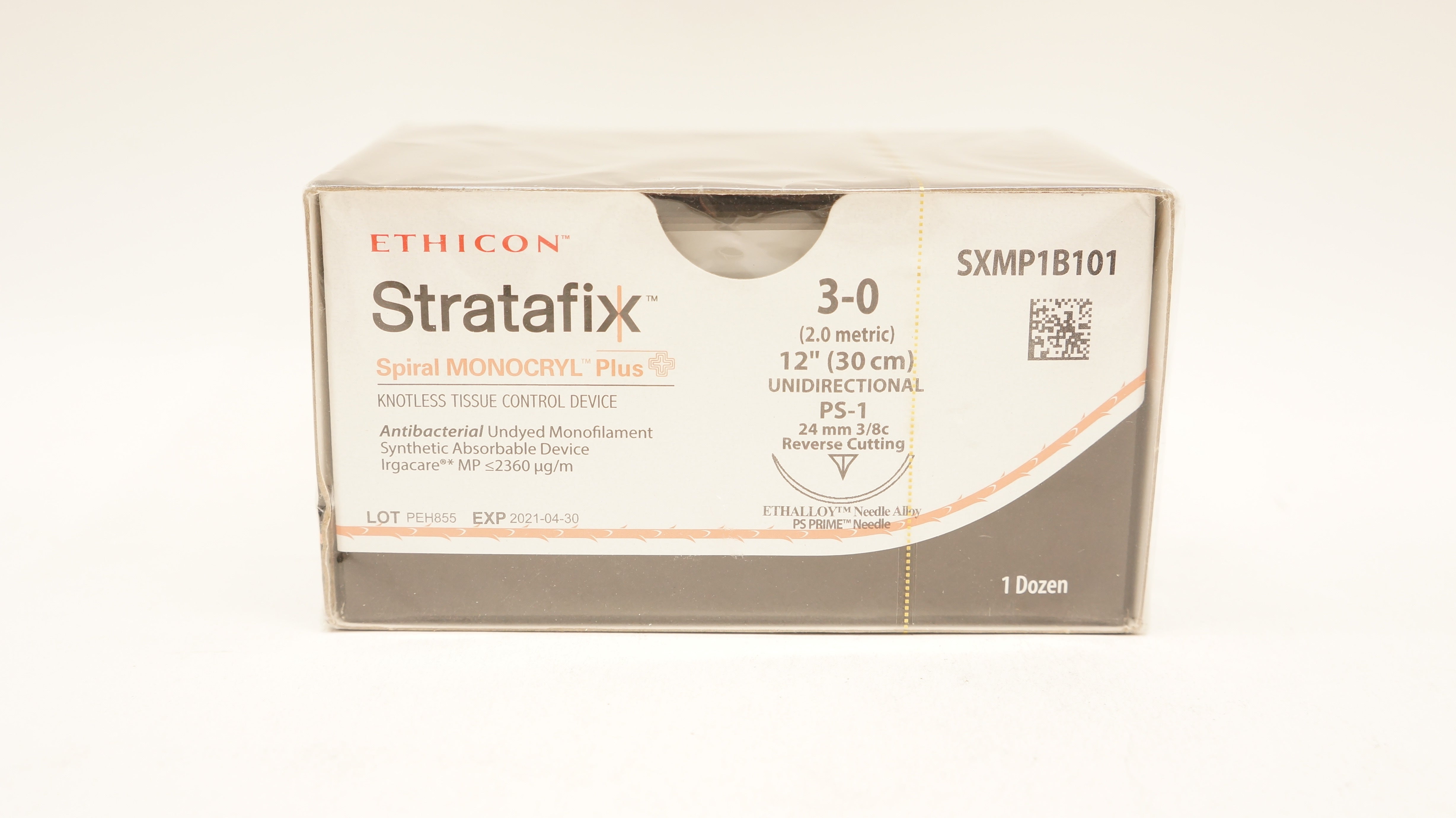 Ethicon SXMP1B101 3-0 Stratafix Stre PS-1 24mm 3/8c, 12 inch (x) - Box of 12