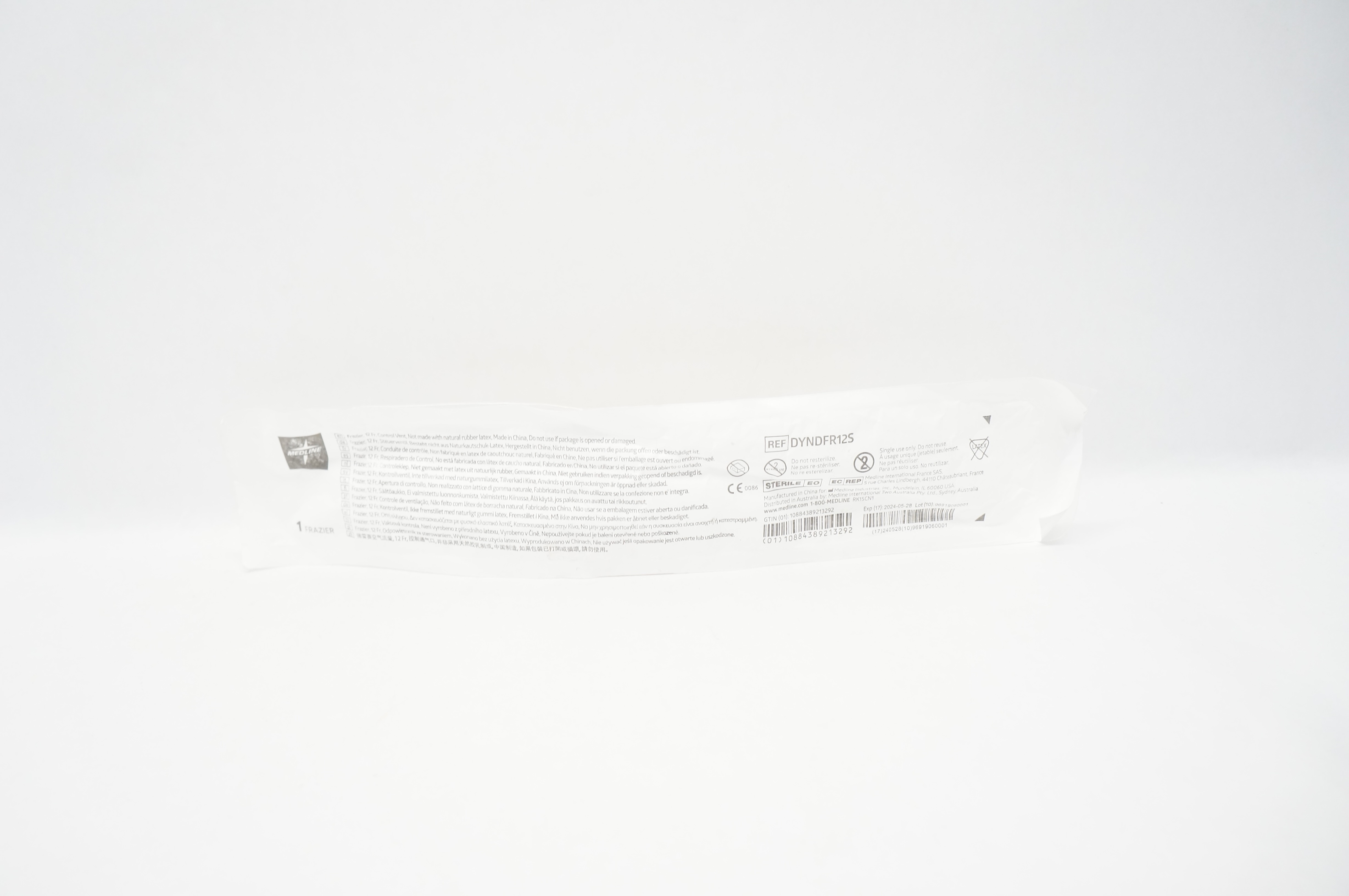 Medline DYNDFR12S Frazier Suction Tubes 12 Fr