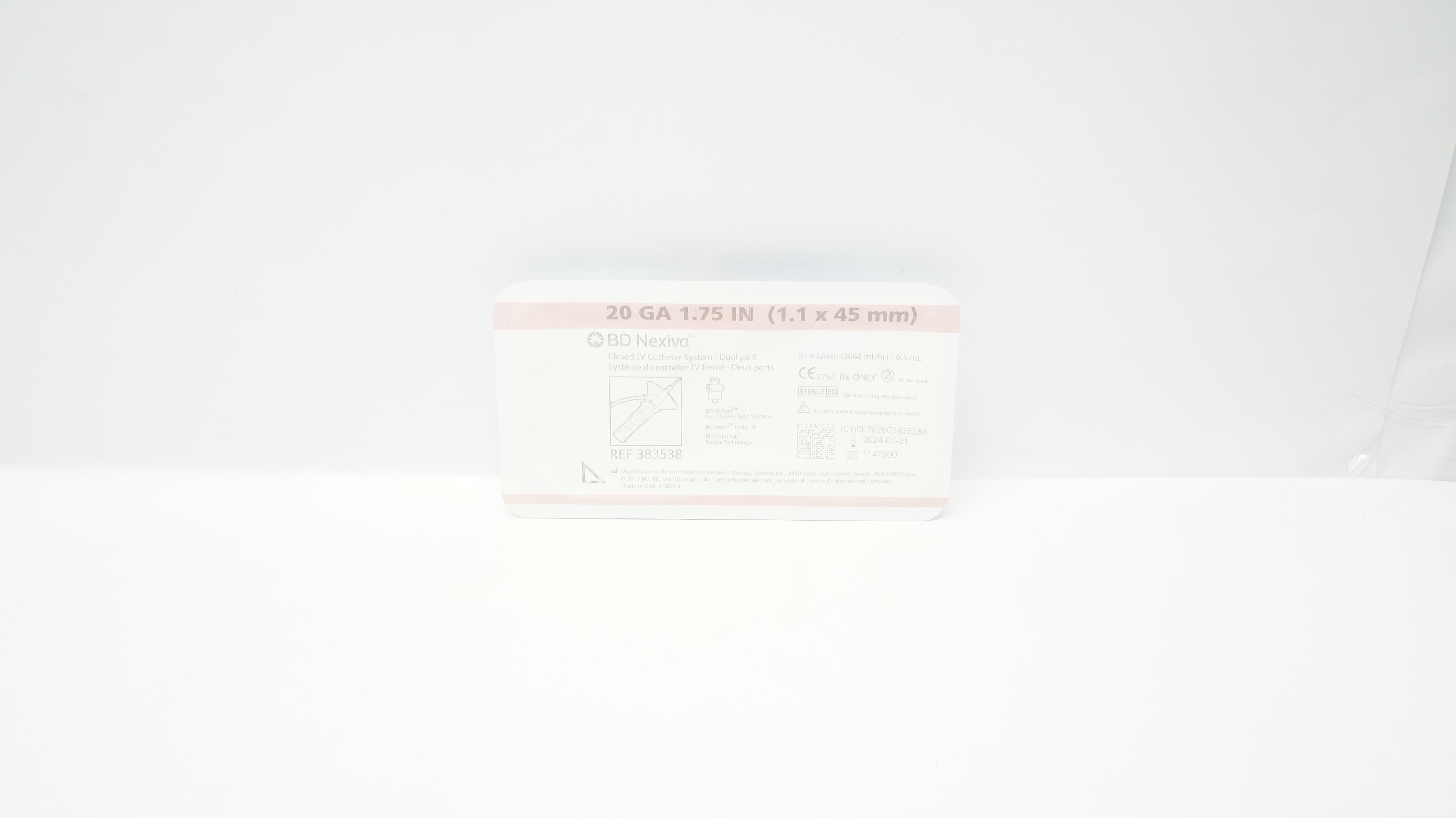 BD 383538 Nexiva Closed IV Cath. System Dual Port 20GA. x  1.75In. (x)