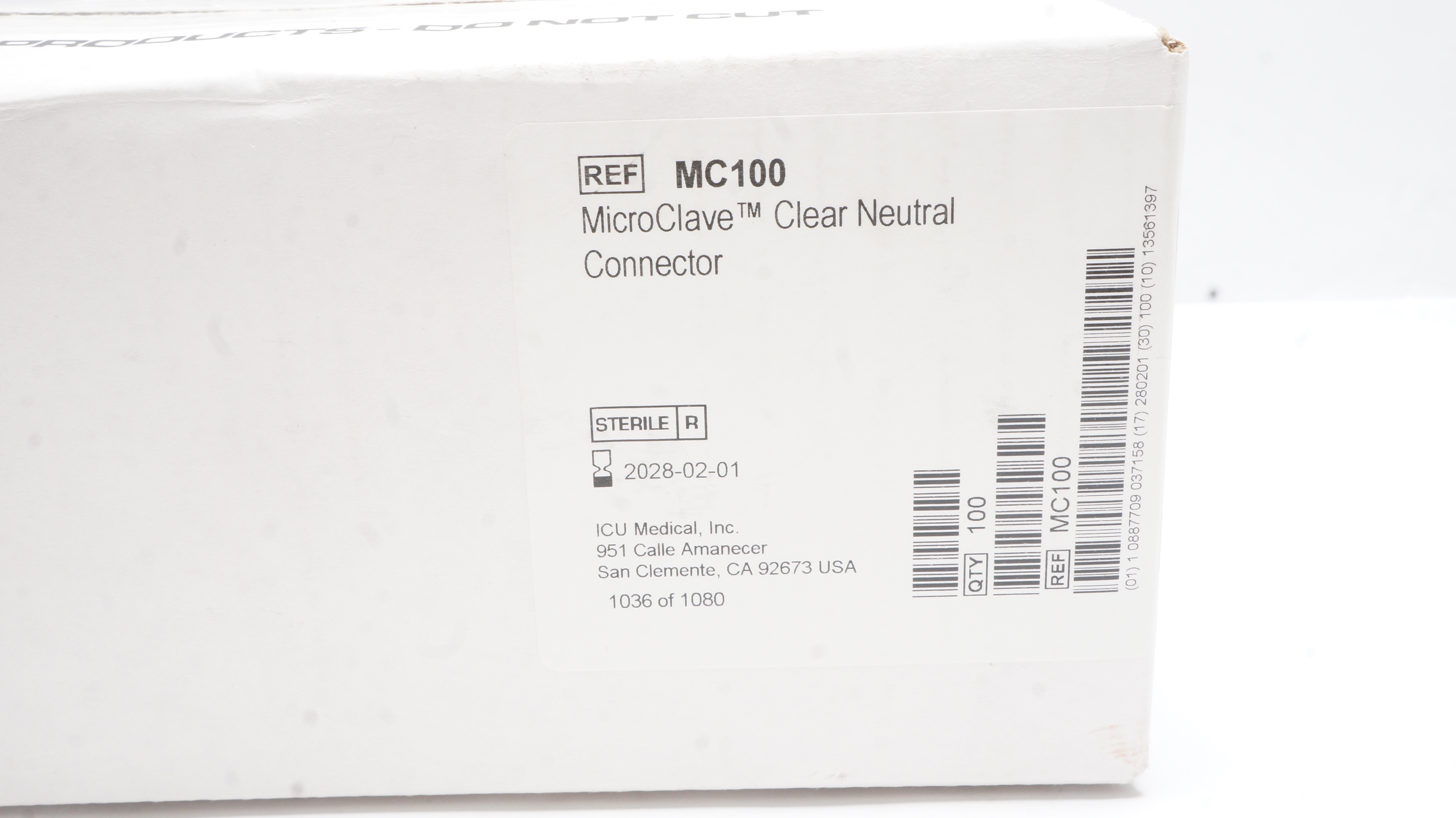 ICU Medical MC100 MicroClave Clear Neutral Connector - Box of 81