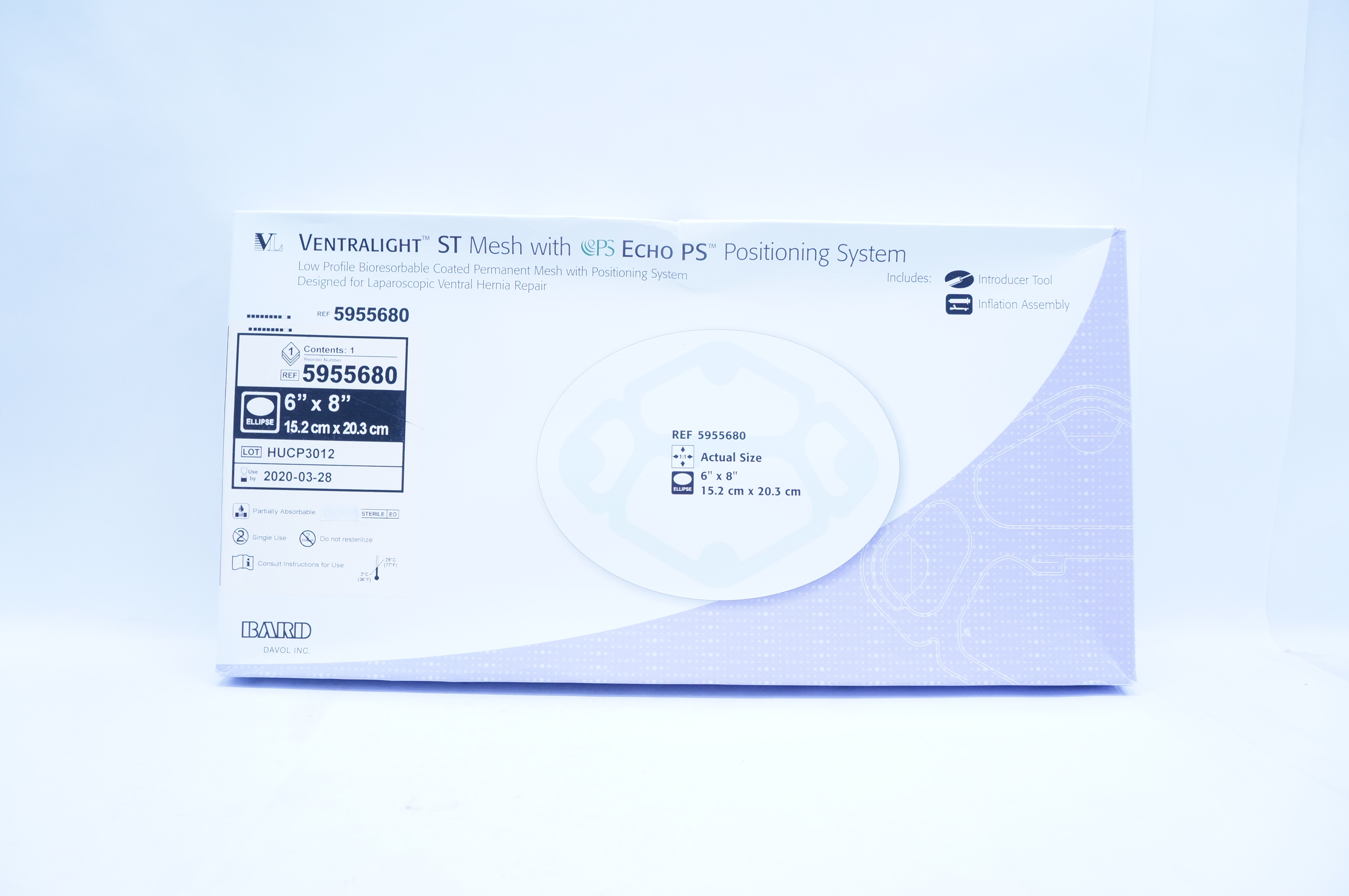 Bard 5955680 Ventralight ST Mesh With Echo PS Positioning System 6 x 8 inch (x)