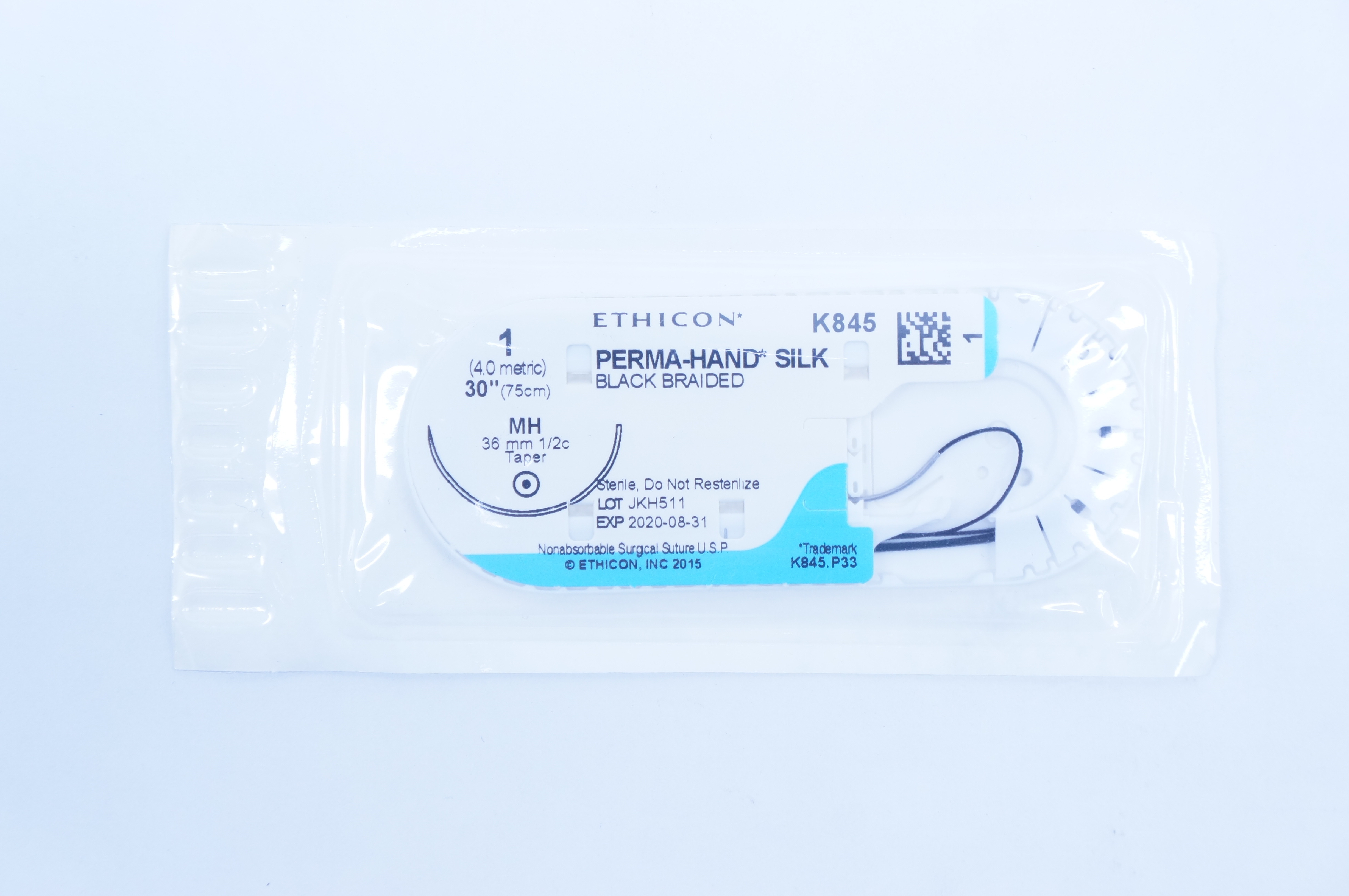 Ethicon K845 1 Perma-Hand Silk MH 36mm 1/2c Taper, 30inch (x)