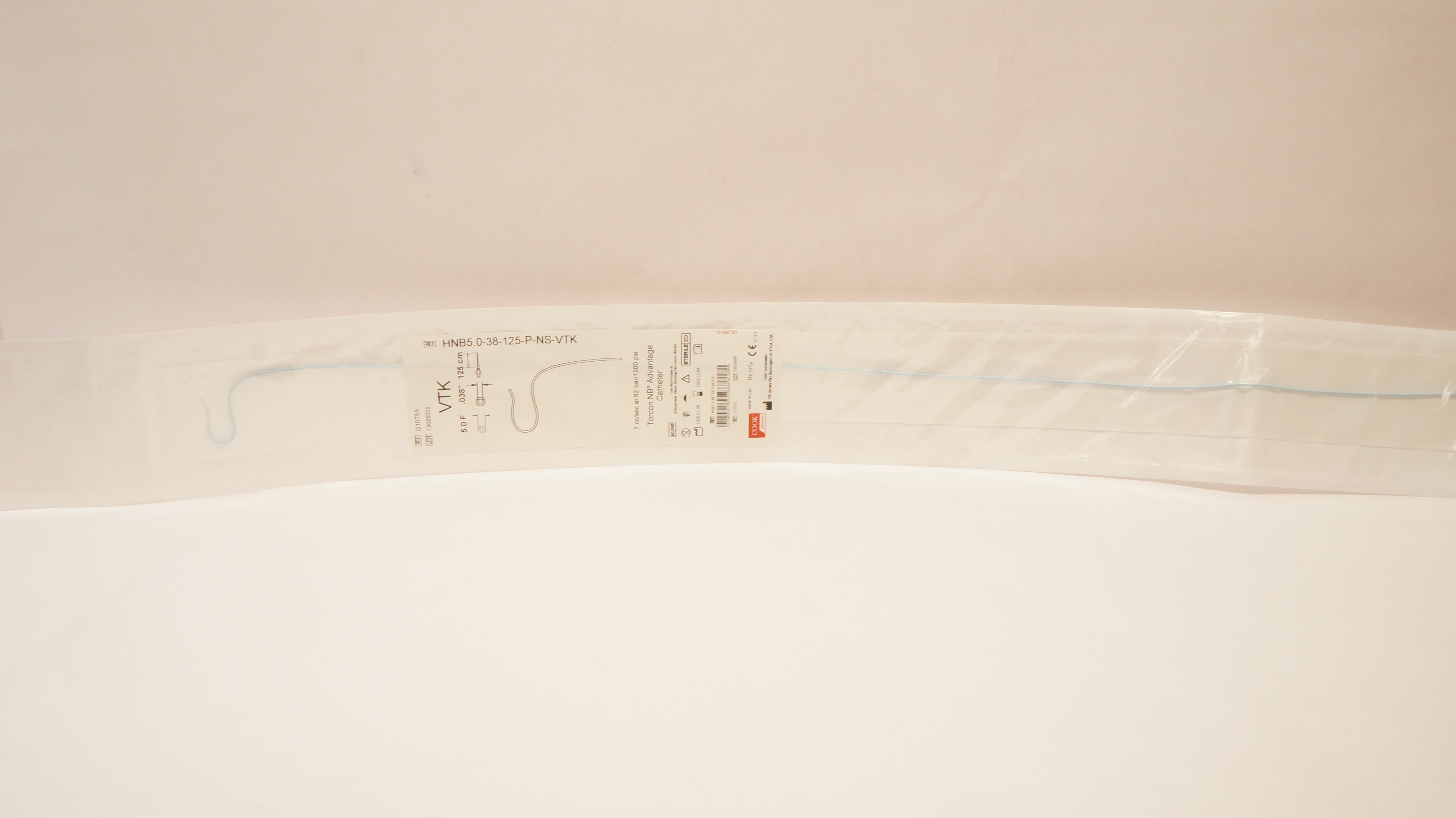 Cook Medical G10755 VTK Torcon NB Advantage Cath. 5.0F x .038inch x 125cm (x)