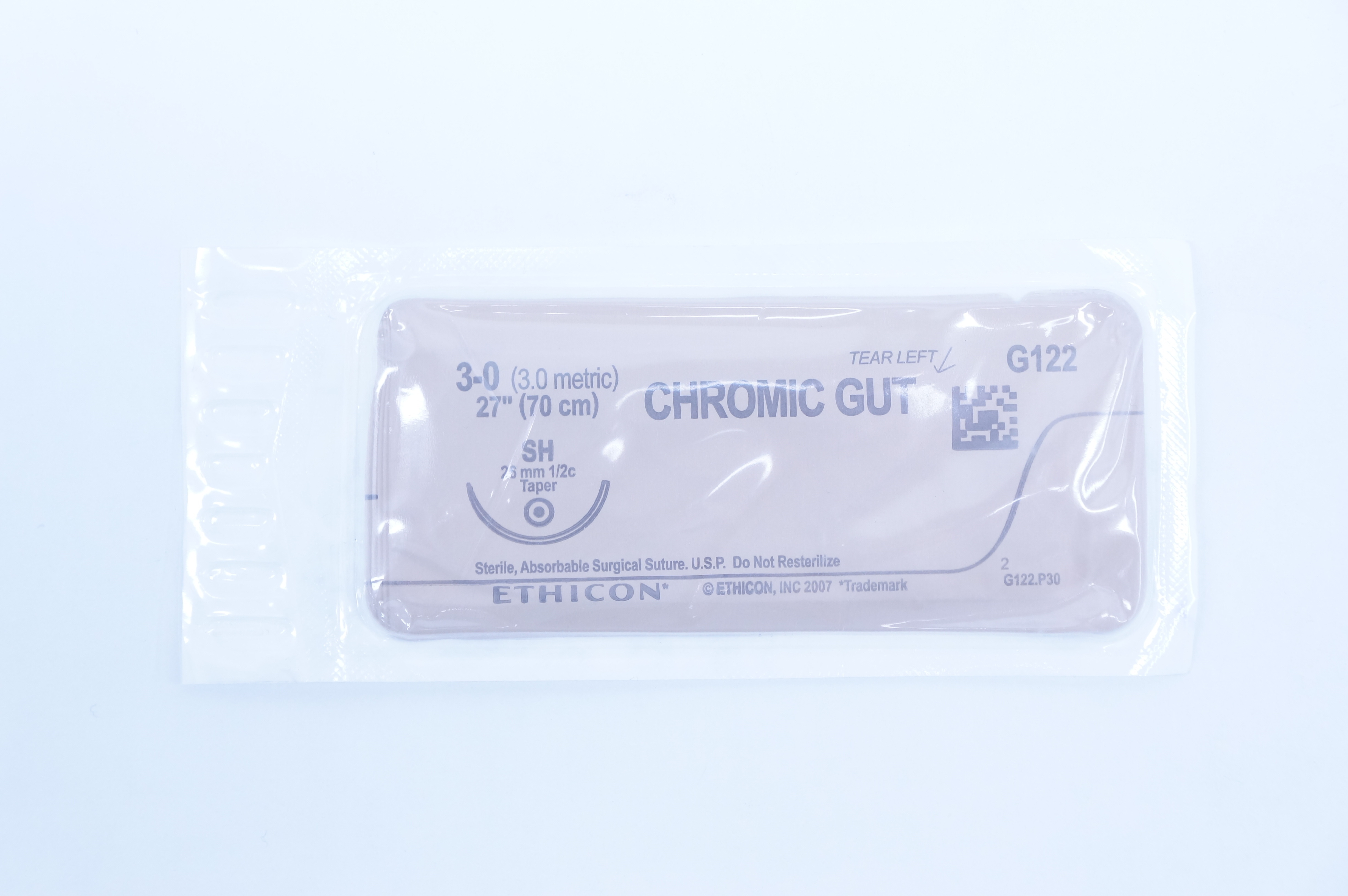 Ethicon G122 3-0 Chromic Gut SH 26mm 1/2c Taper, 27inch