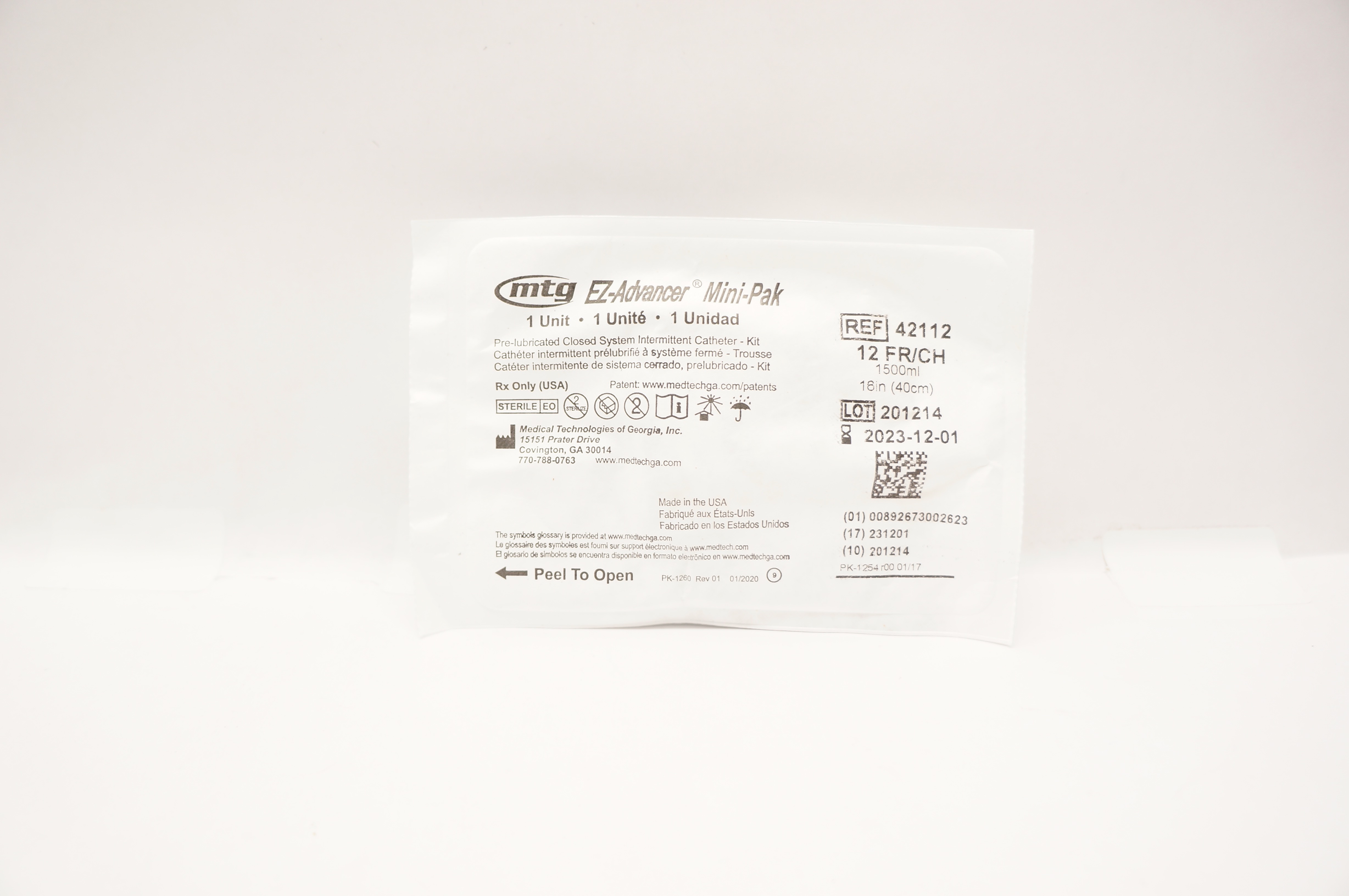 MTG 42112 EZ-Advancer Pre-lubricated Closed System Intermittent Cath.-Kit