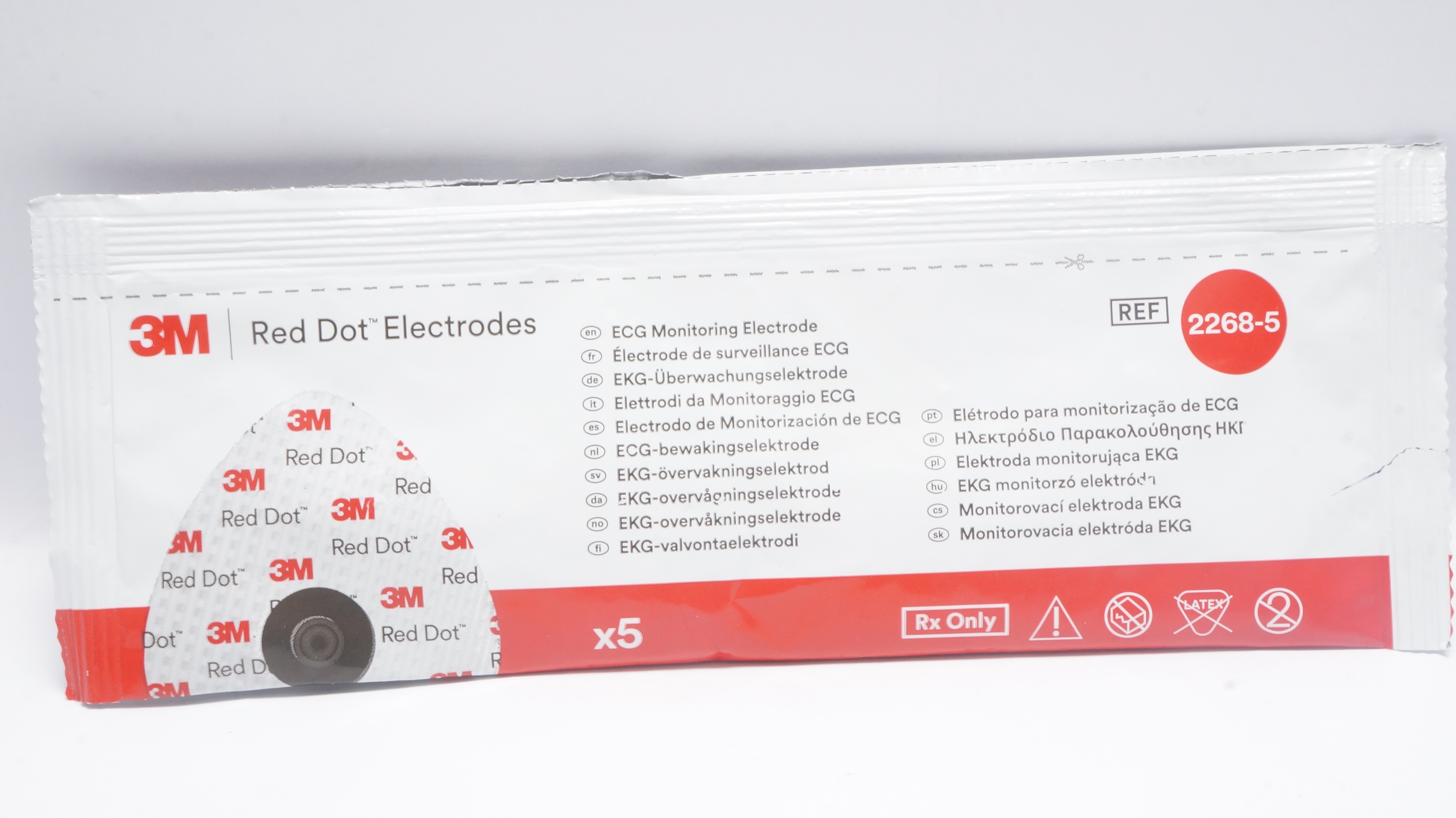 3M 2268-5 Red Dot ECG Monitoring Electrodes (x) - Pack of 5