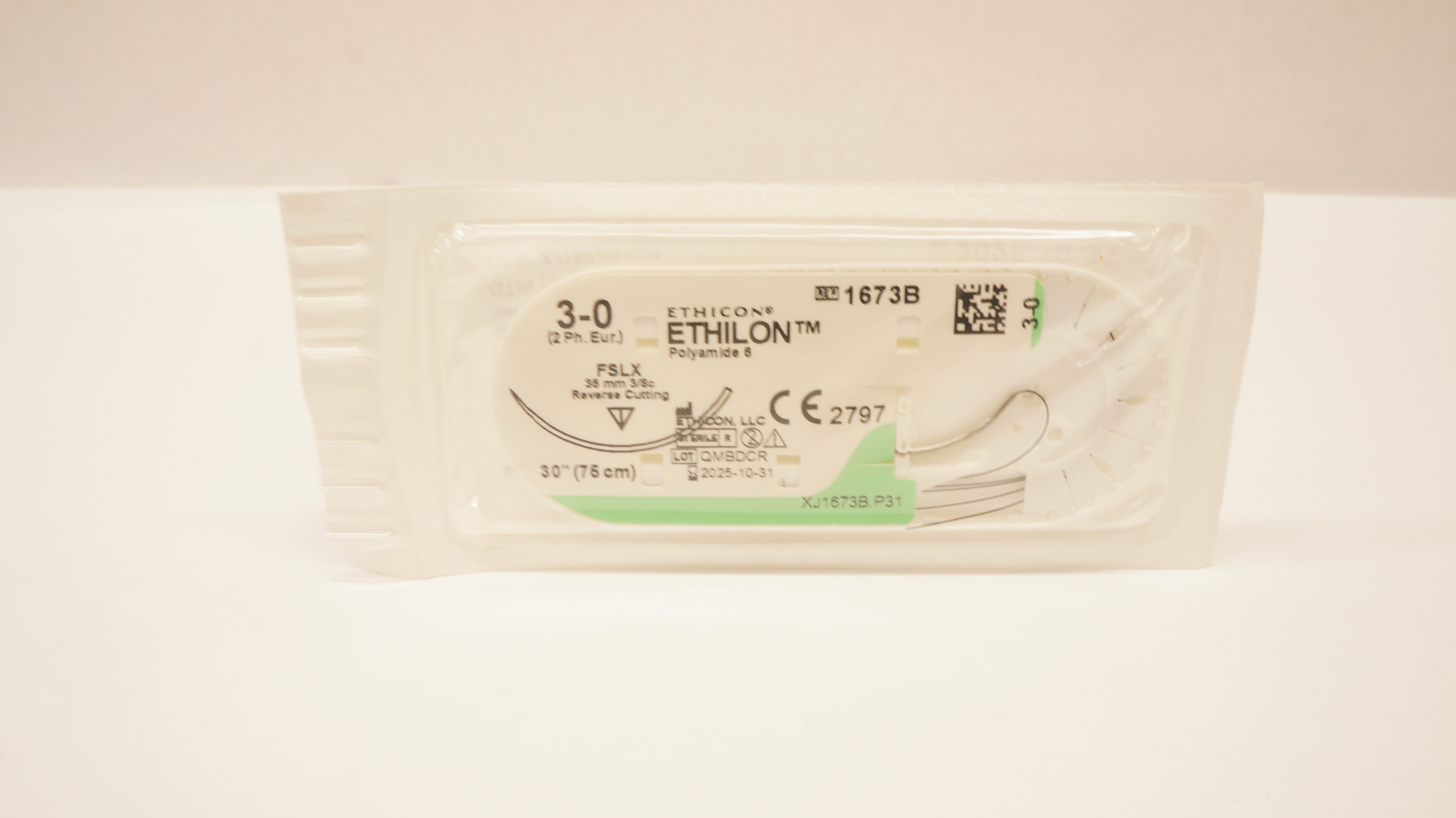 Ethicon 1673B 3-0 ETHILON Polyamide 6 Stre FSLX 36mm 3/8c Reverse Cutting 30inch
