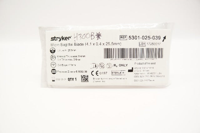 Stryker 5301-025-039 Micro Sagittal Blade 4.1 x 0.4 x 25.5mm (x)