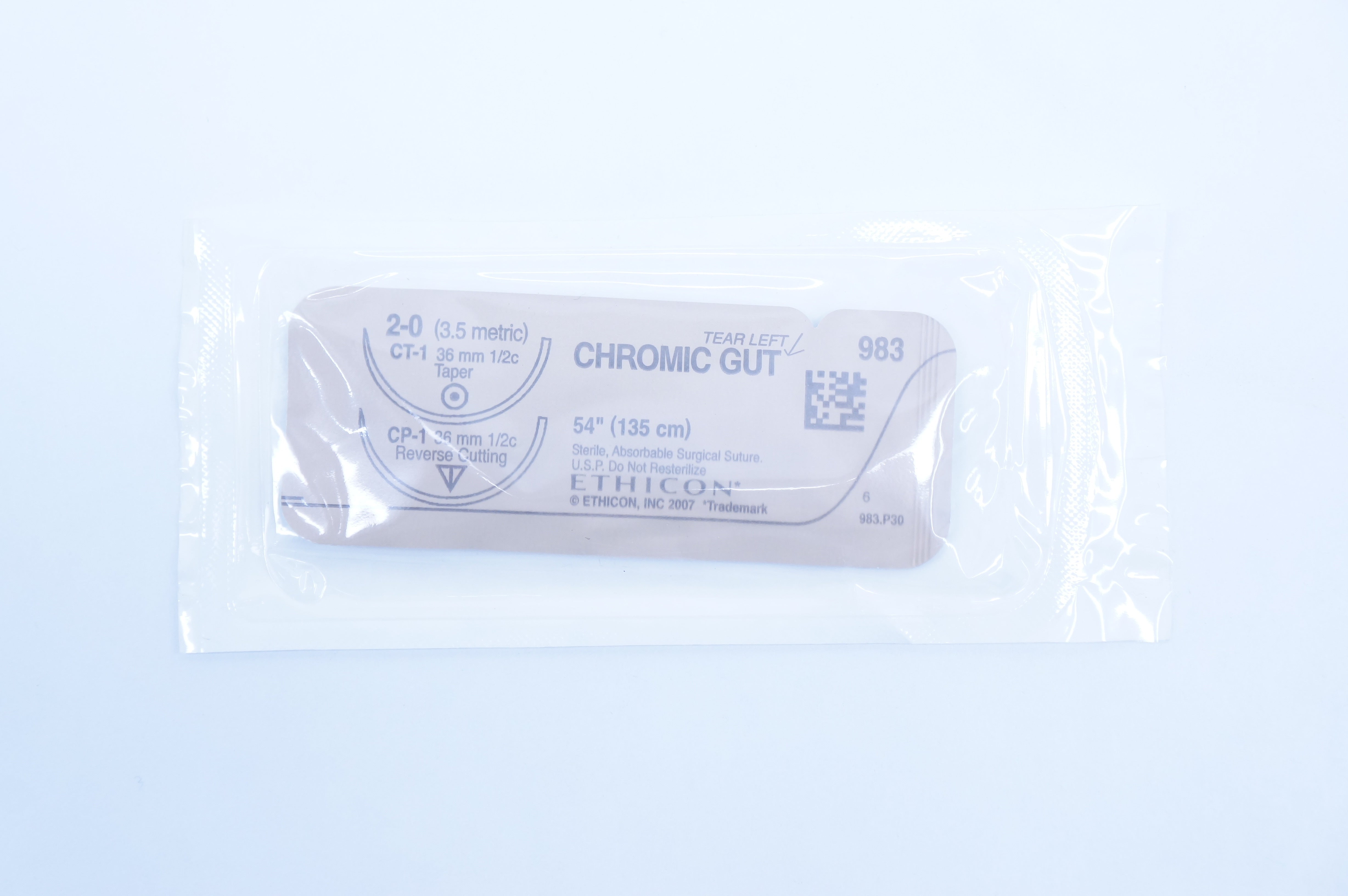 Ethicon 983 2-0 Chromic Gut CT-1 36mm 1/2c 54inch, CP-1 36mm 1/2,14inch (x)