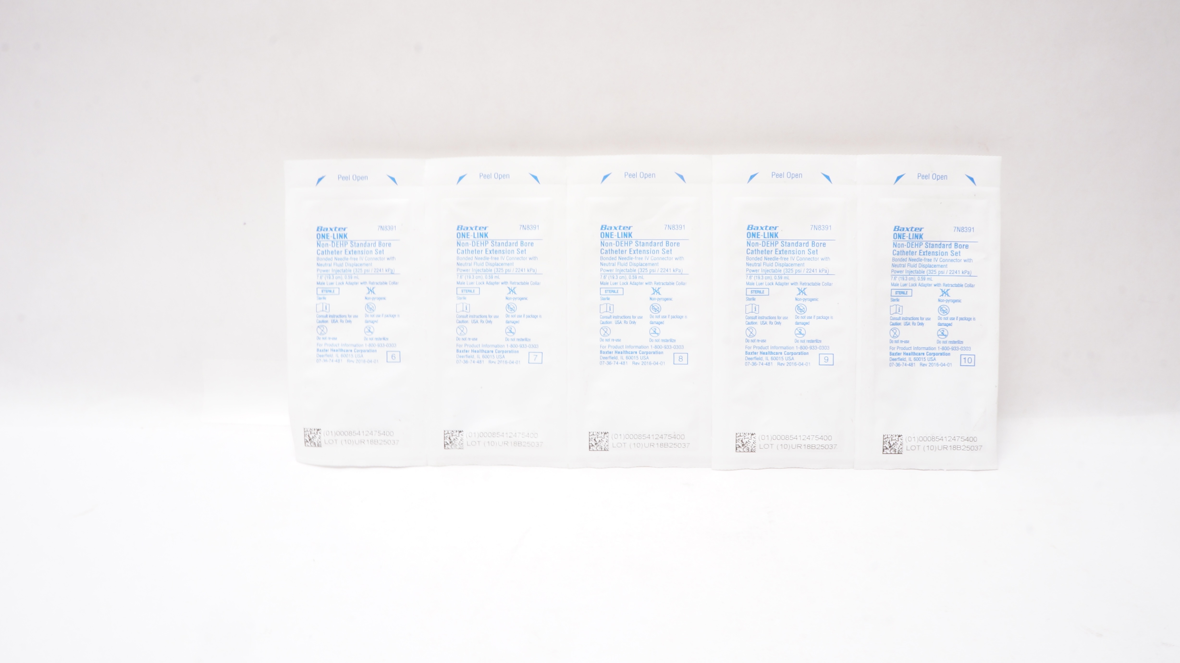 Baxter 7N8391 One-Link Non-DEHP Bore Cath. Extension Set 7.6inch x 0.59mL-5 Pack